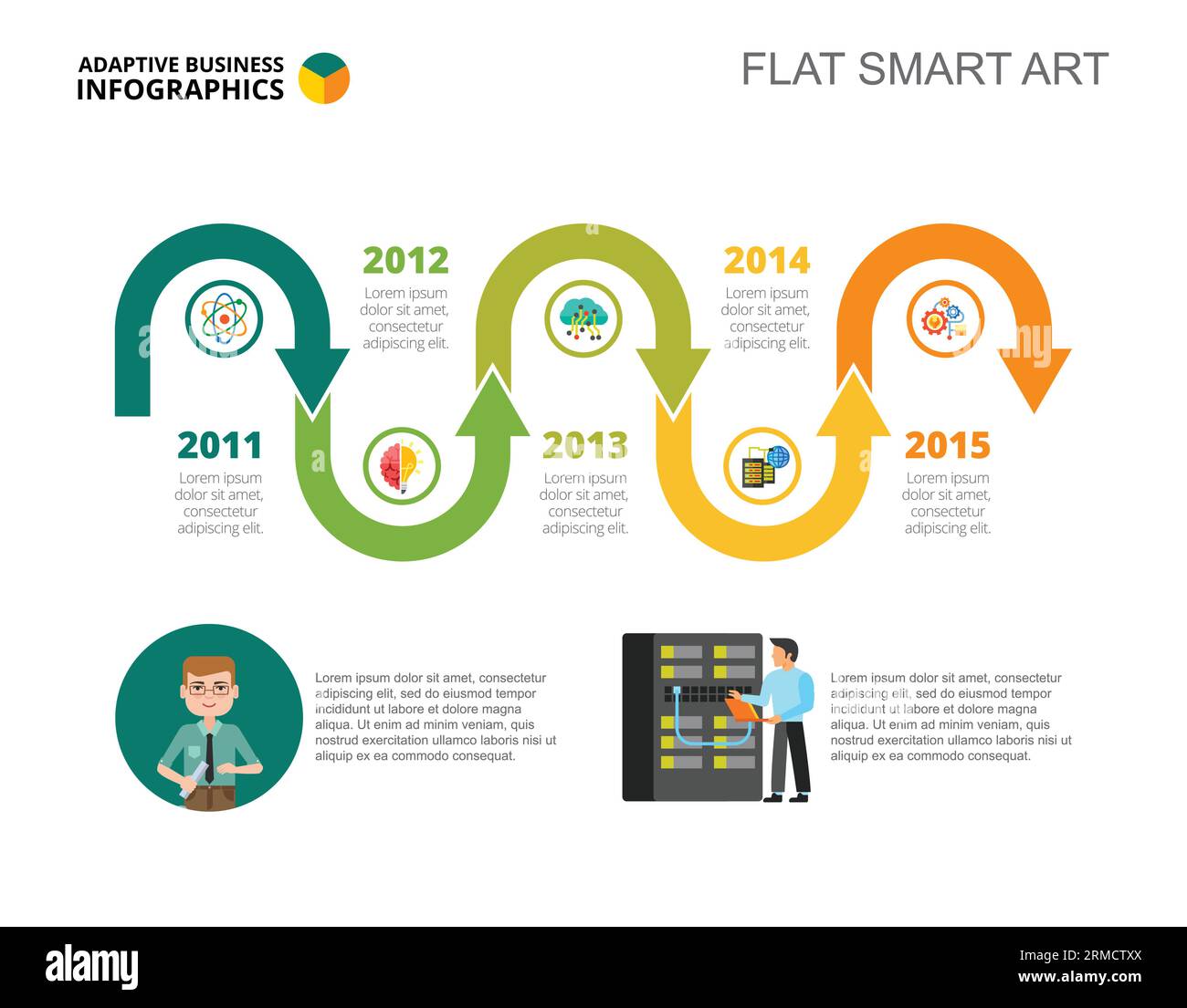 Five Steps Timeline Slide Template Stock Vector