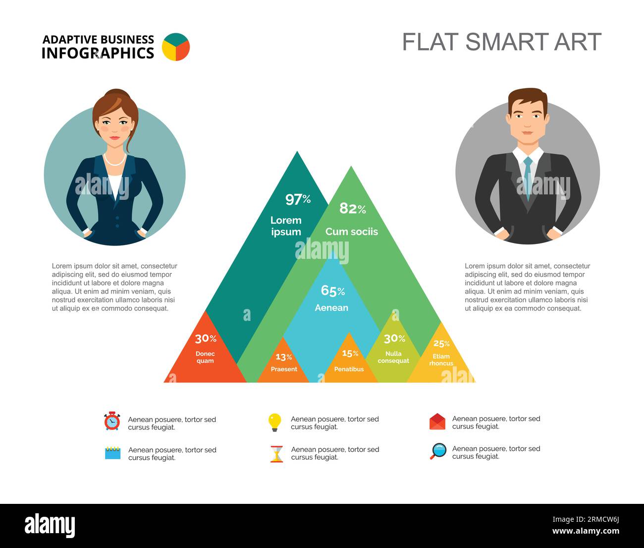 Eight Triangles Chart Slide Template Stock Vector