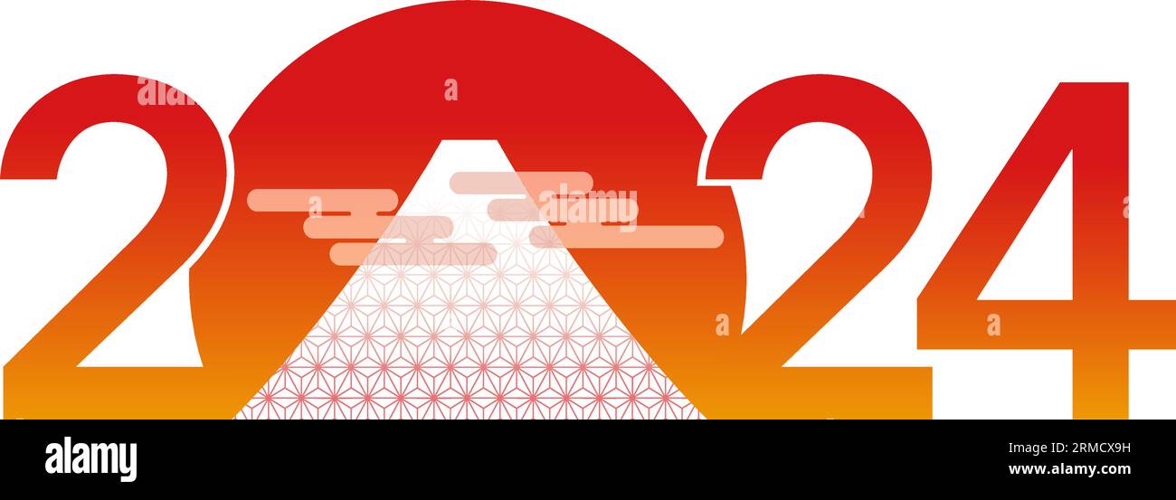 The Year 2024 New Year’s Greeting Symbol With Mt. Fuji At The First