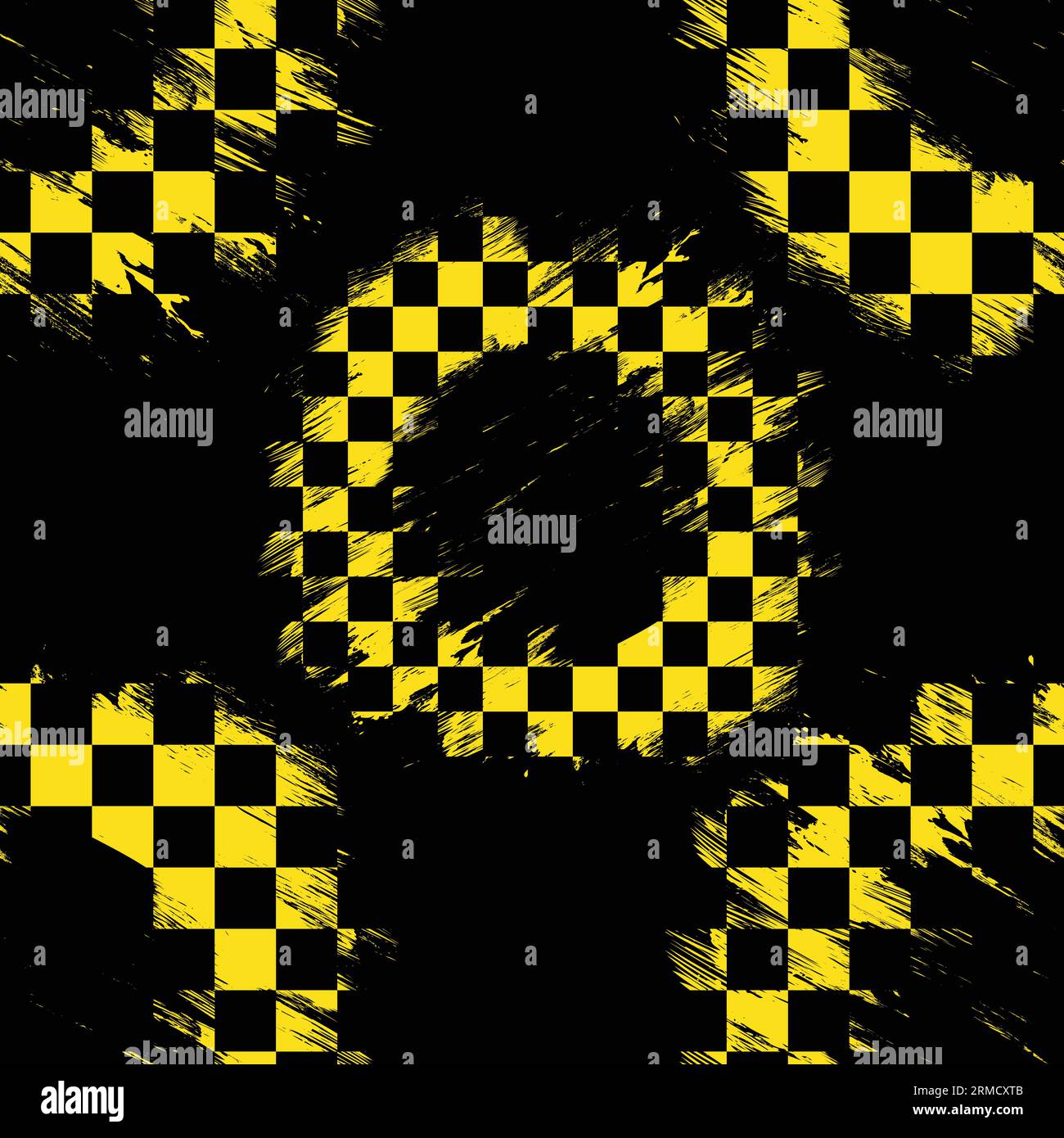 Checkered flag yellow seamless racing lines Stock Vector