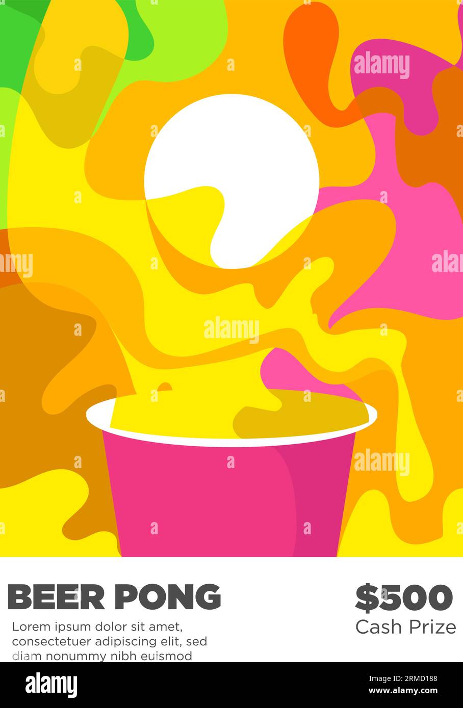 abstract style beer pong poster template vector illustration Stock