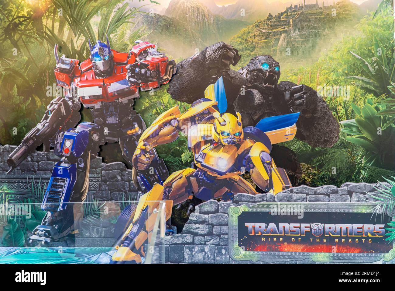 Kuala Lumpur, Malysia - June 2, 2023: Movie Standee from Rist of the Beast Transformers movie Stock Photo