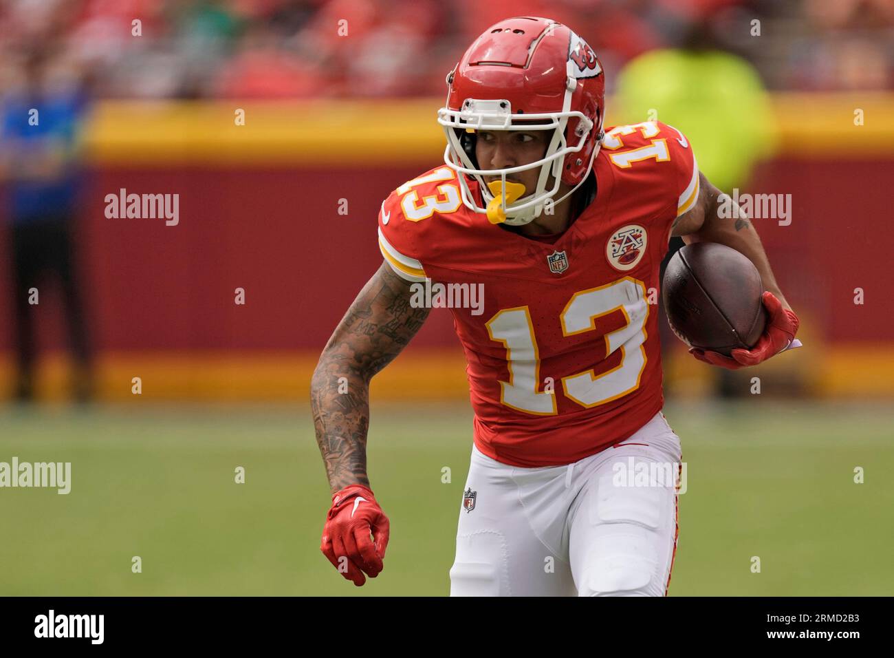 Kansas City Chiefs wide receiver Ty Fryfogle catches a pass during the NFL  football team's organized team activities Thursday, June 1, 2023, in Kansas  City, Mo. (AP Photo/Charlie Riedel Stock Photo - Alamy