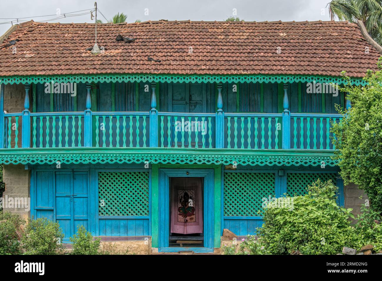 06 12 2013 Mangalore Tiles and Wooden Works village house in Mundgod at Karnataka India Asia Stock Photo