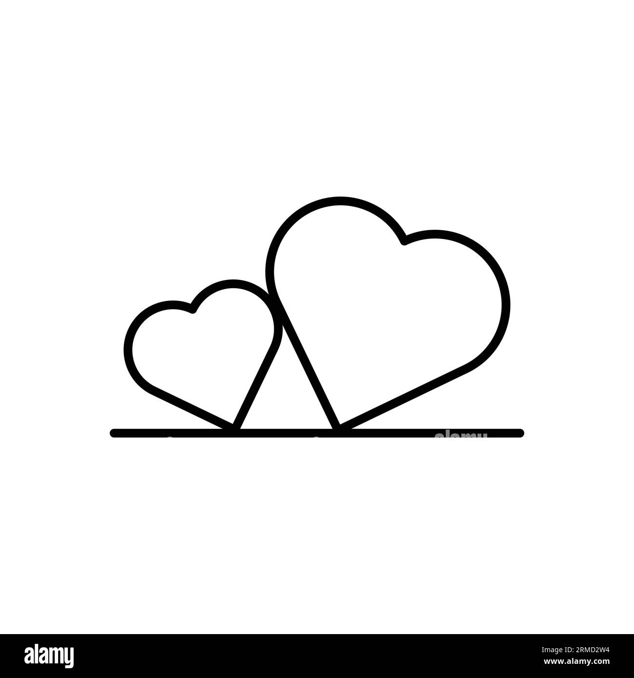 Two hearts vector icon. Valentine day concept. Simple linear flat ...