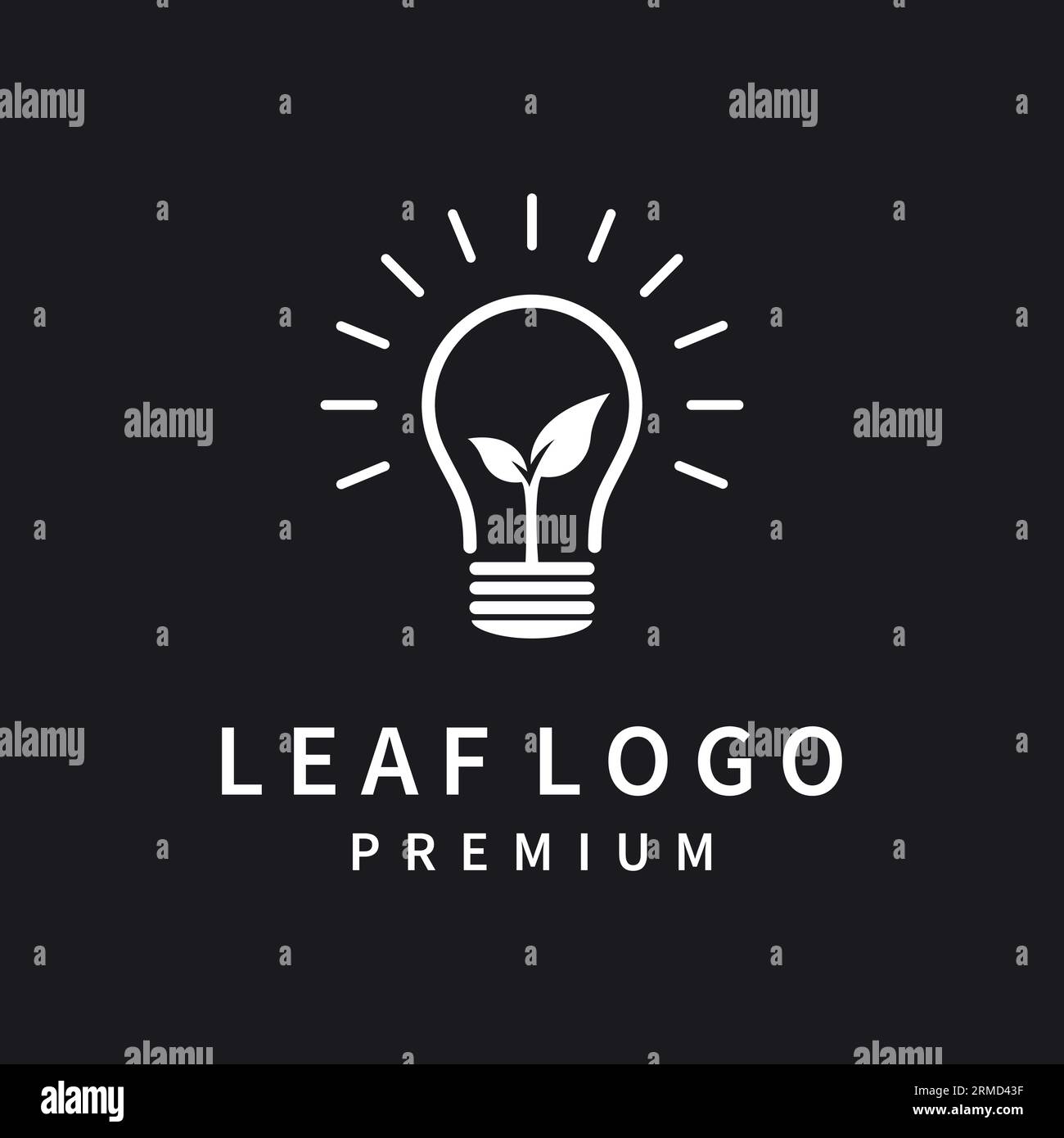 electric light bulb with green leaf. Isolated on White. in black ...
