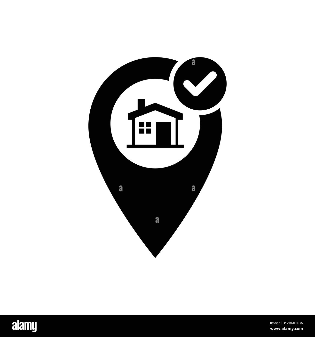 Correct house location icon. Address icon with check sign. Address icon