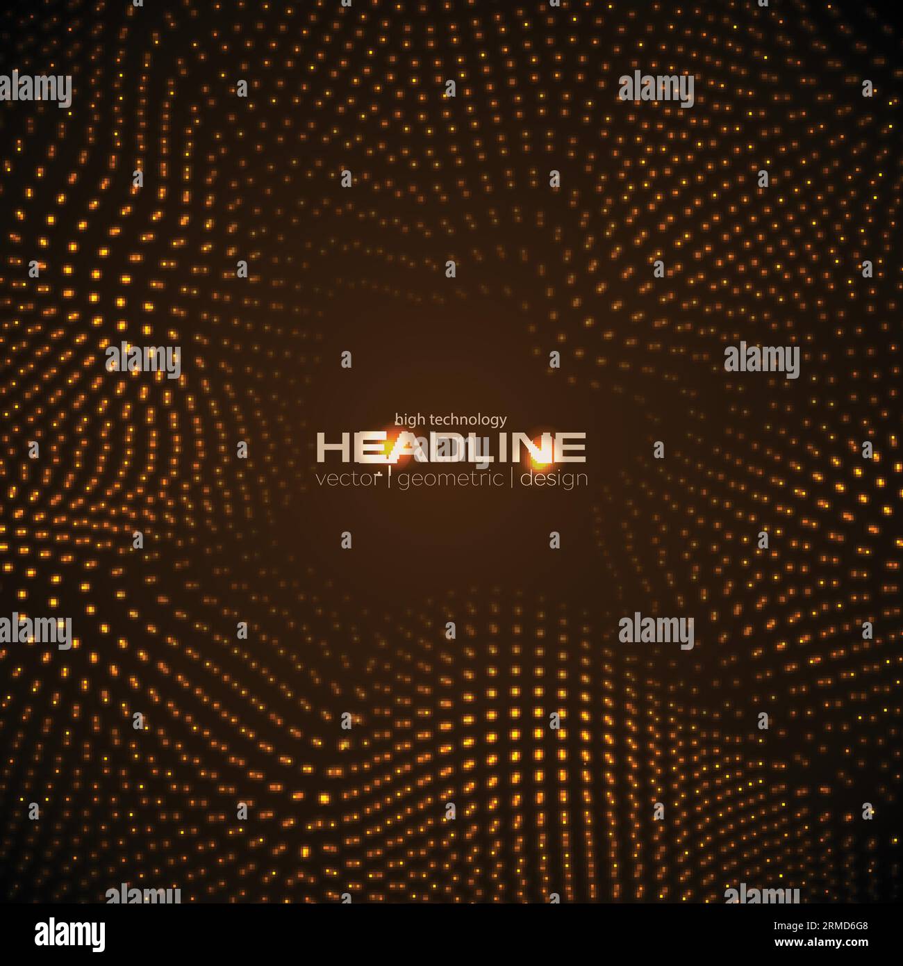 Abstract futuristic orange wavy dotted lines background. Vector design Stock Vector