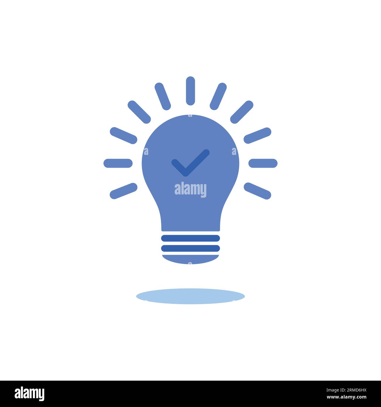 blue light bulb with rays like comprehension icon. concept of visionary info pictogram or conclusion symbol. flat cartoon simple trend think outside t Stock Vector