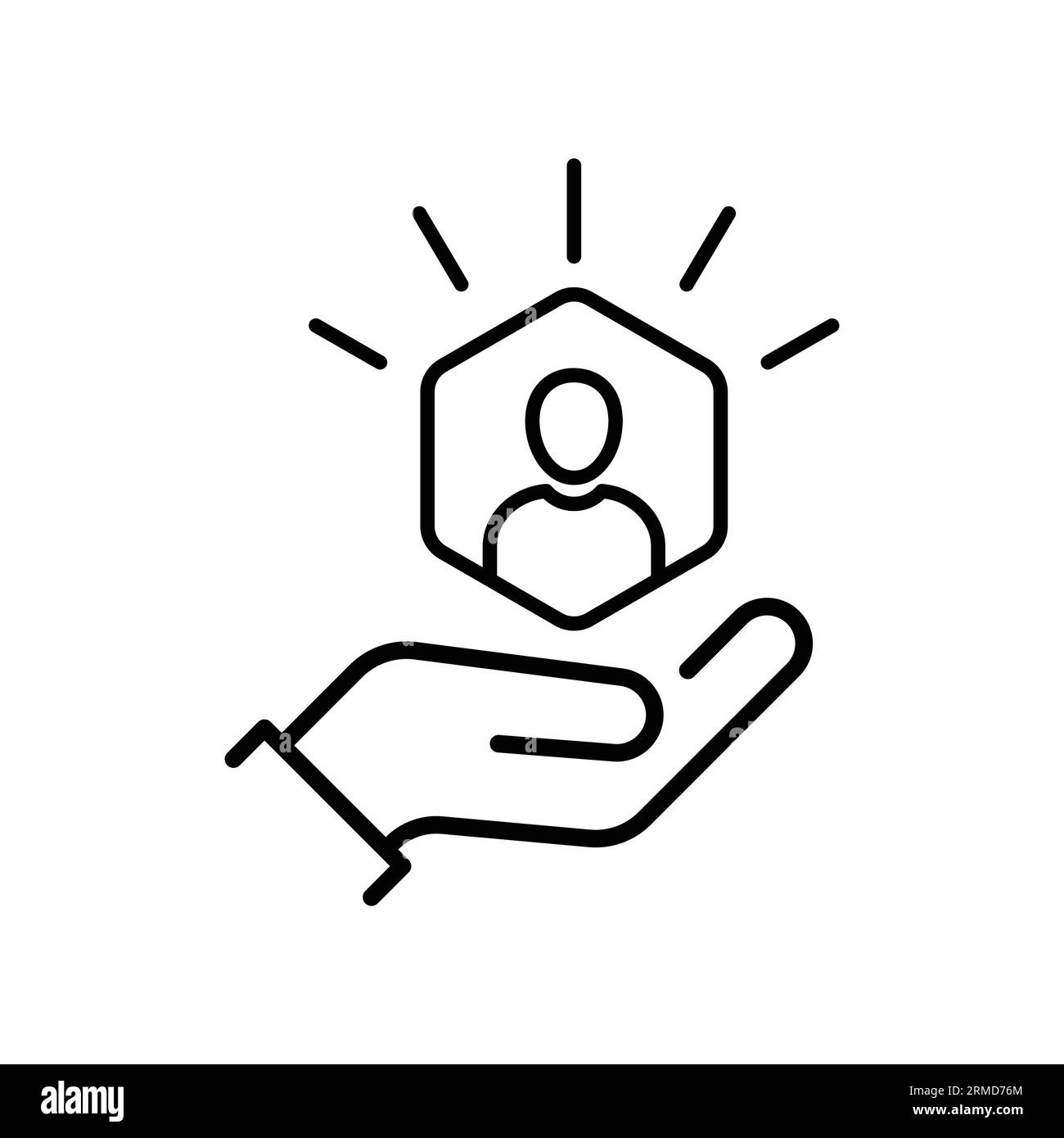 customer care icon with thin line hands. simple linear trend human