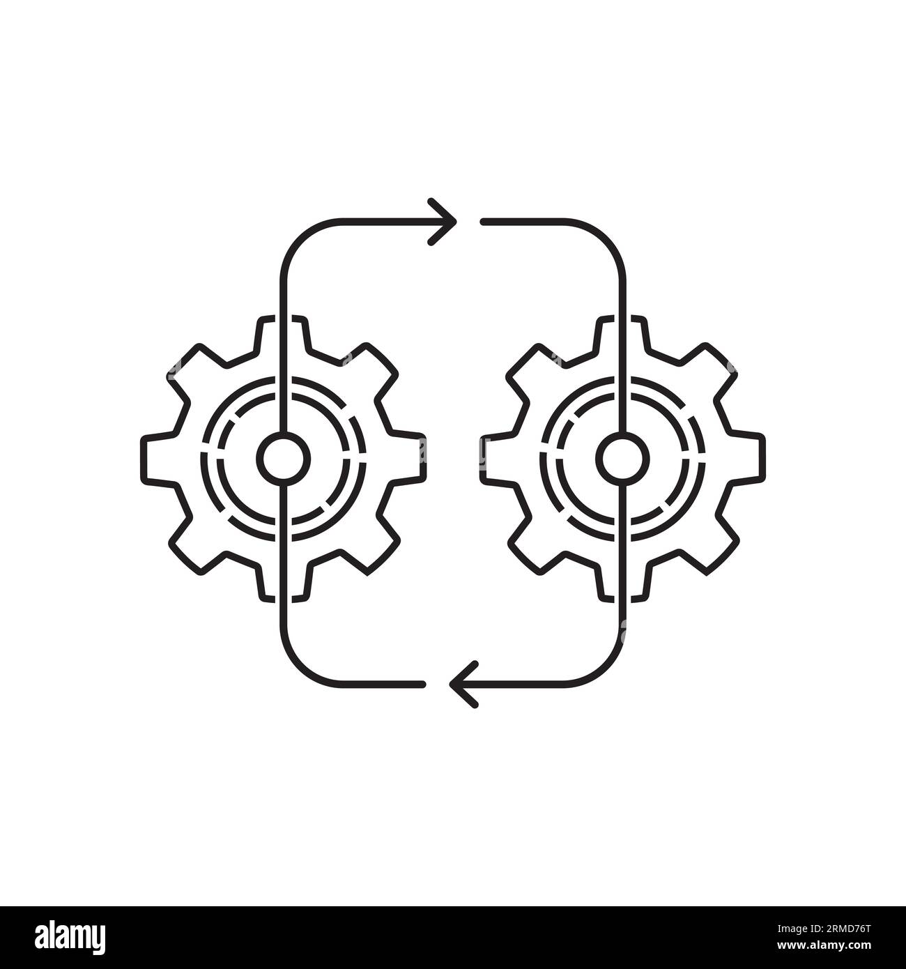 effective integration icon with two thin line gear. concept of work ...