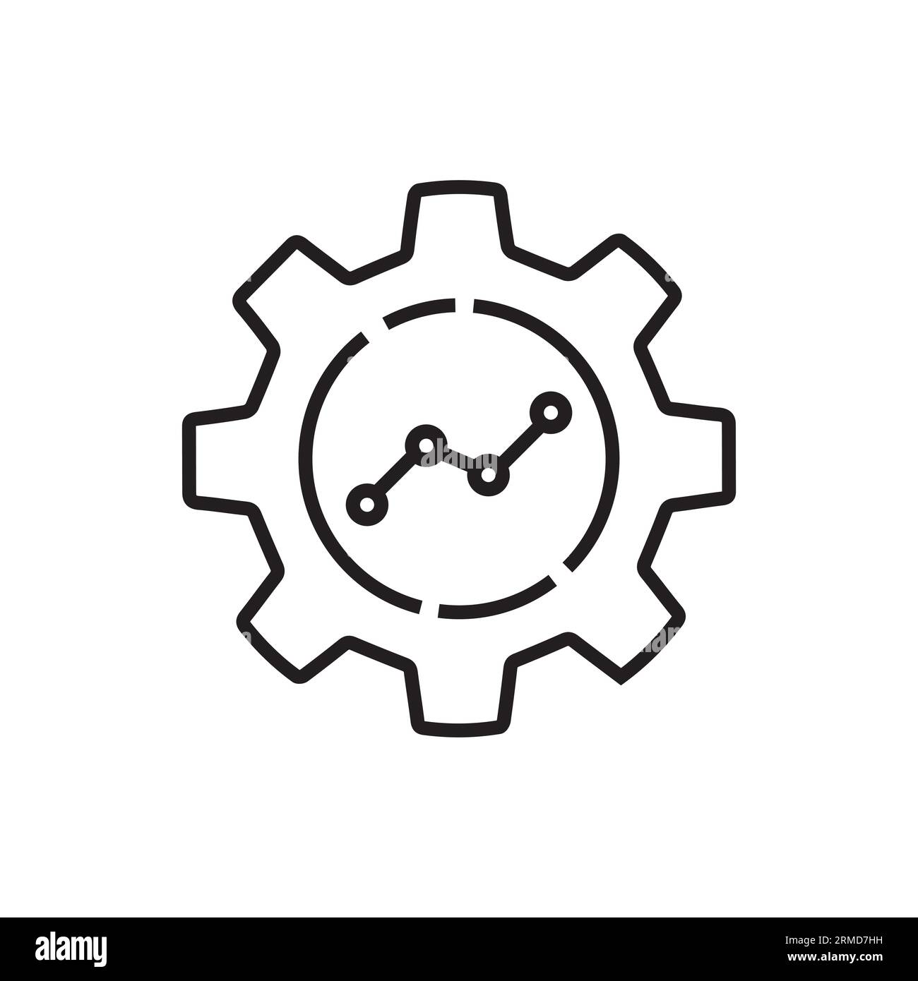 growth graph in gear icon like profit management. concept of easy efficacy kpi control and automate productive symbol. outline trend modern ai logotyp Stock Vector