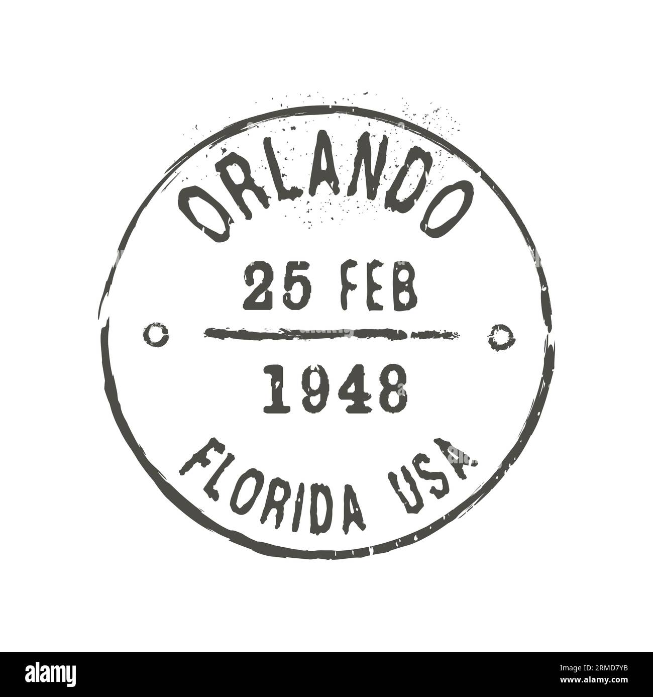 Orlando postage and postal stamp. Postal envelope USA town ink stamp, postage departure country or region grunge vector seal or postcard United States Stock Vector