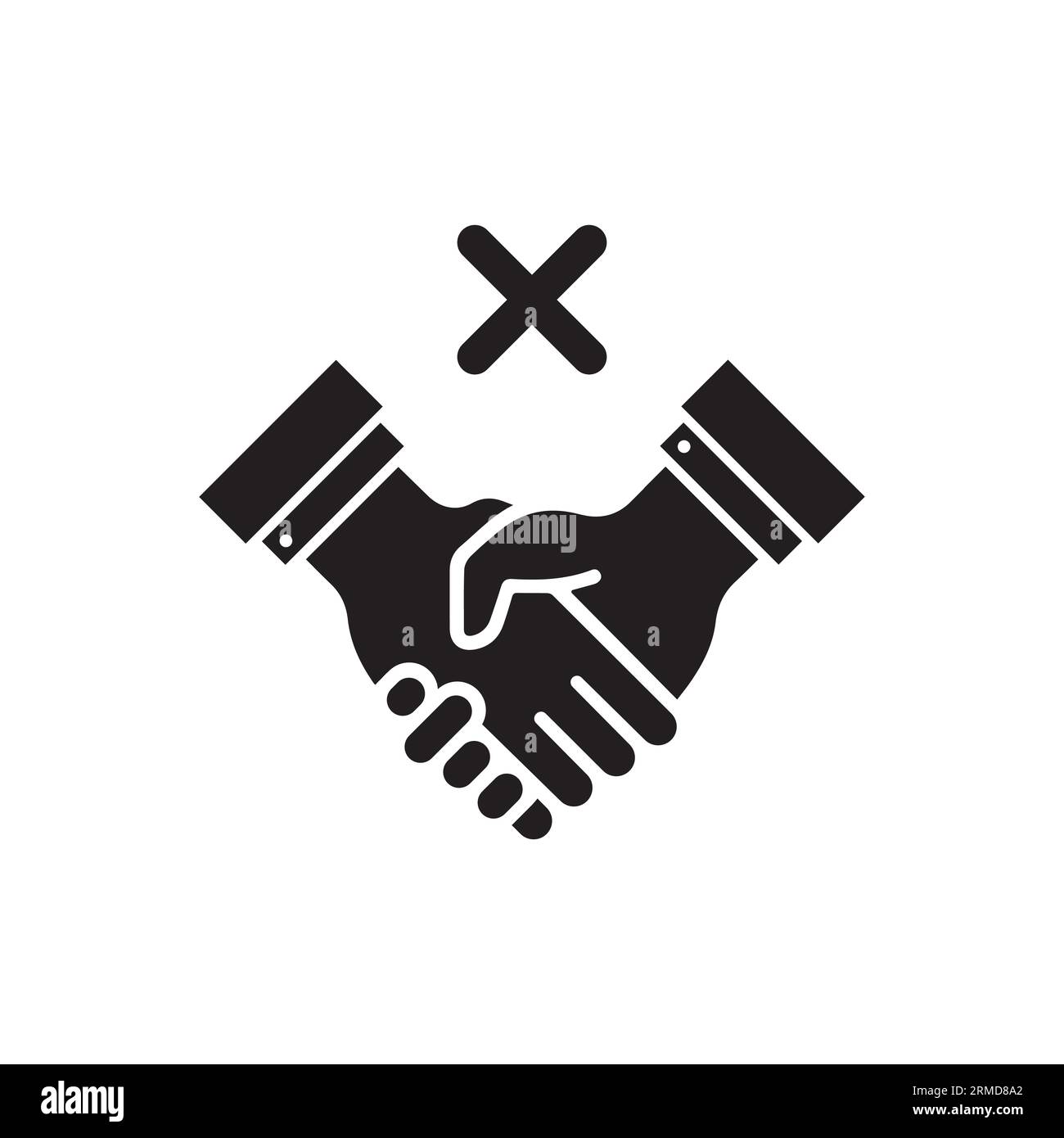 No Shake Hands vector icon illustration.Don't shake hands for virus prevention, avoiding handshake vector illustration. Stock Vector