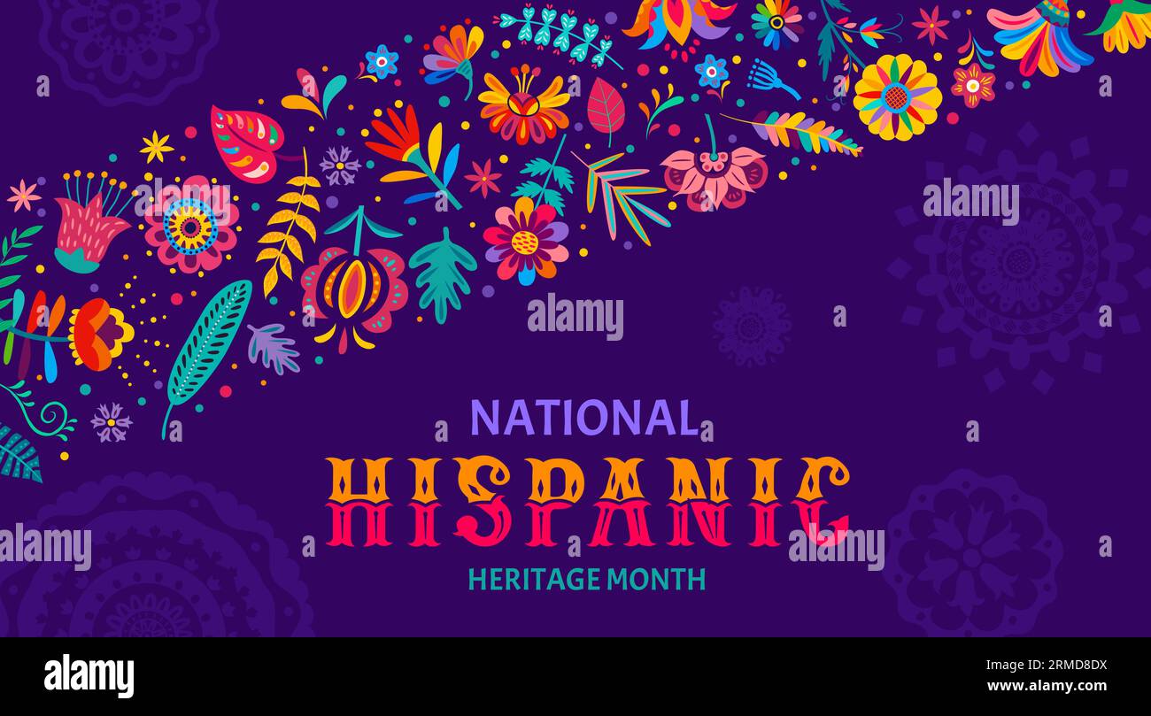 Festival banner of national Hispanic heritage month with tropical