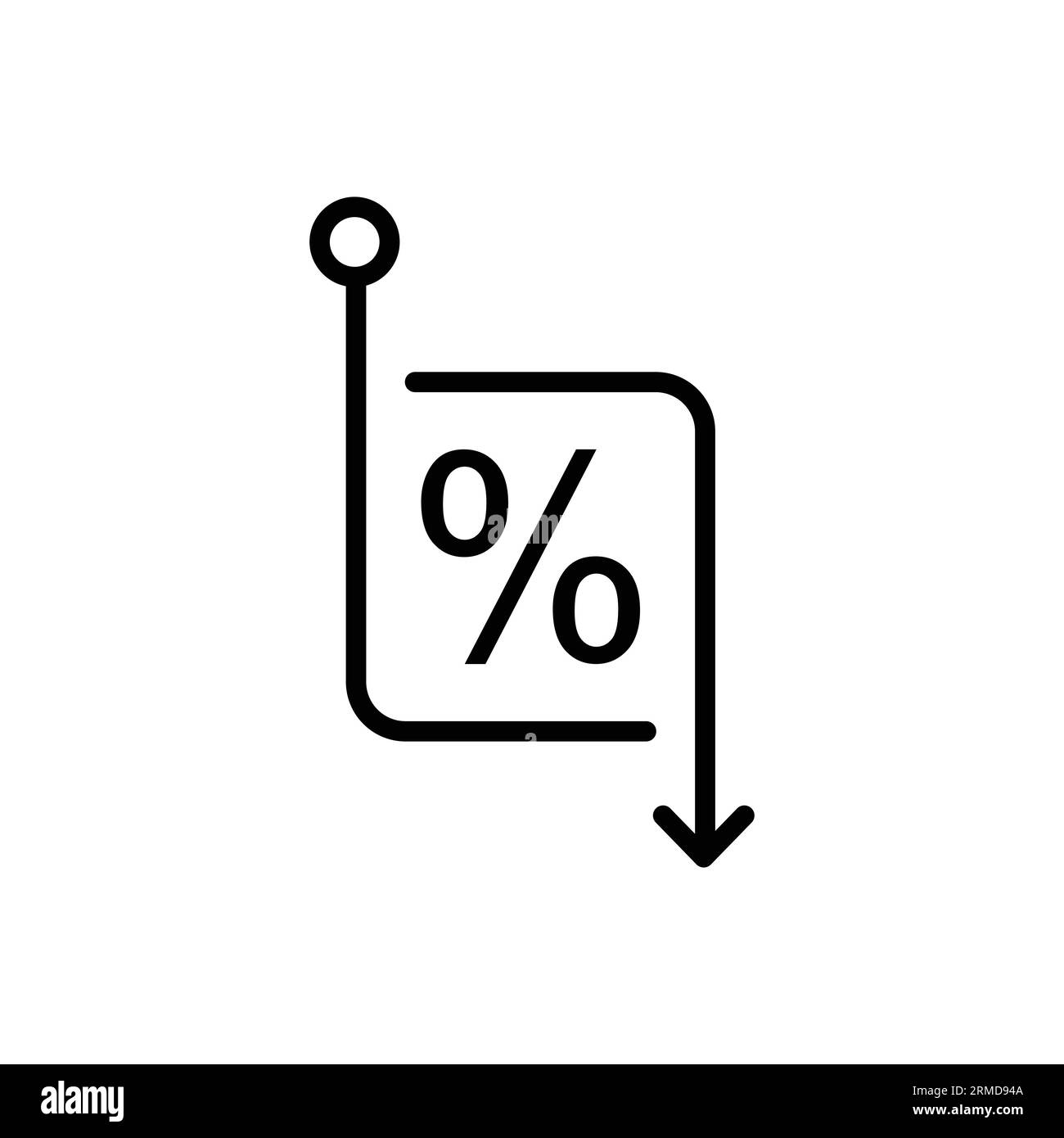 simple percent decline or low cost price icon. concept of debt sign or recession. simple style trend modern business or gdp logotype graphic art desig Stock Vector