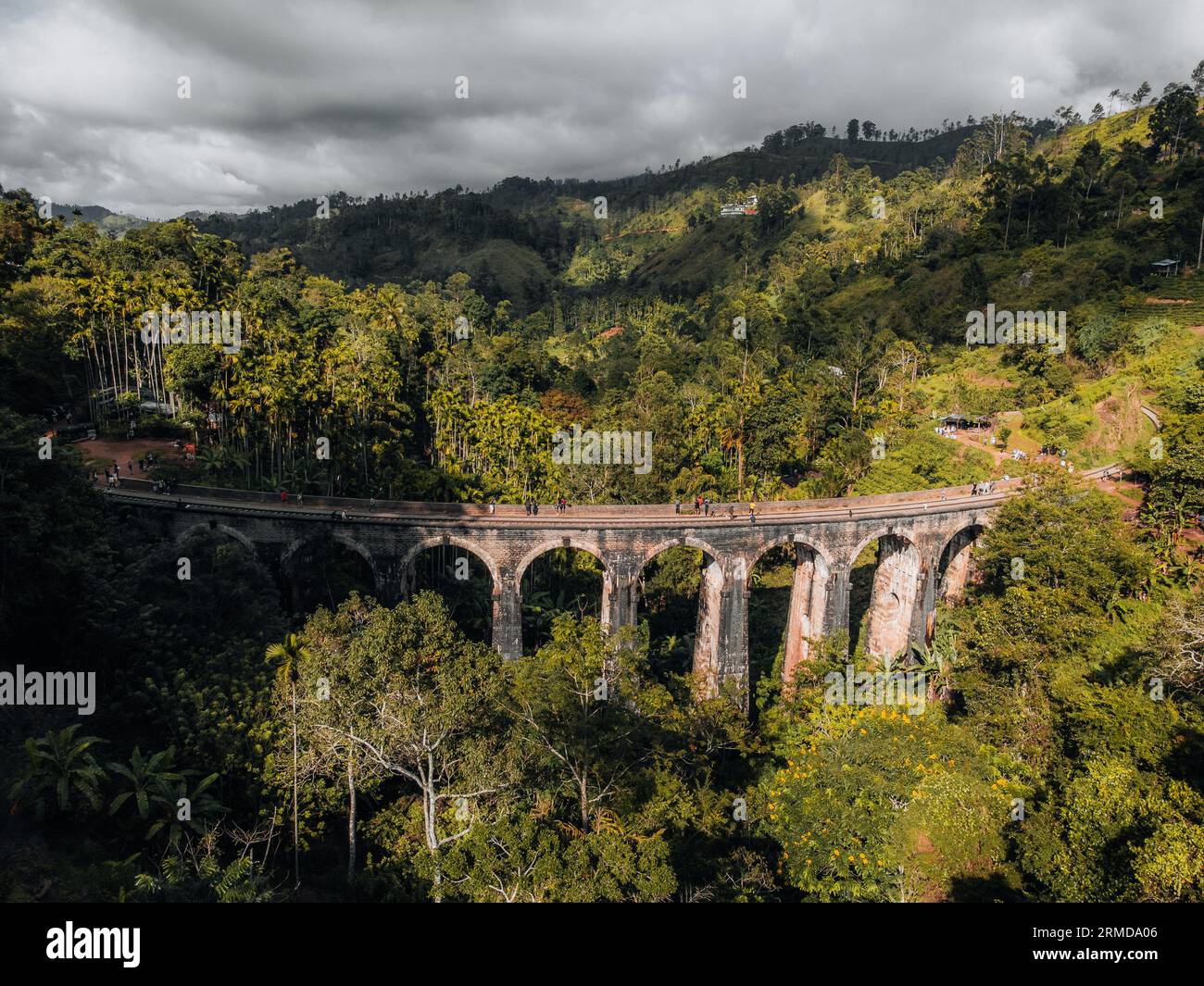 Aerial Photo of Nine Arch Bridge in Ella, famous train journey in Sri