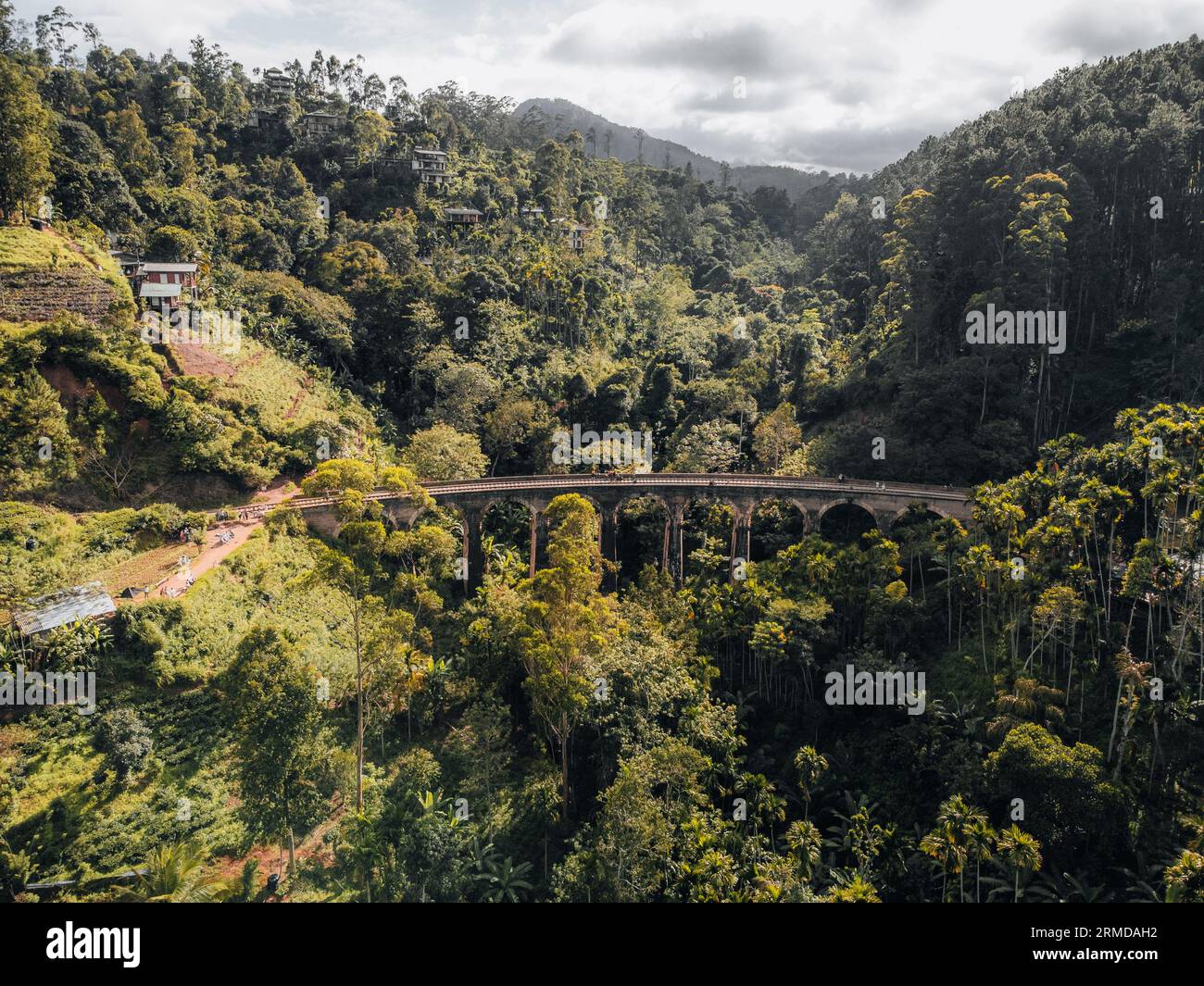 Aerial Photo of Nine Arch Bridge in Ella, famous train journey in Sri