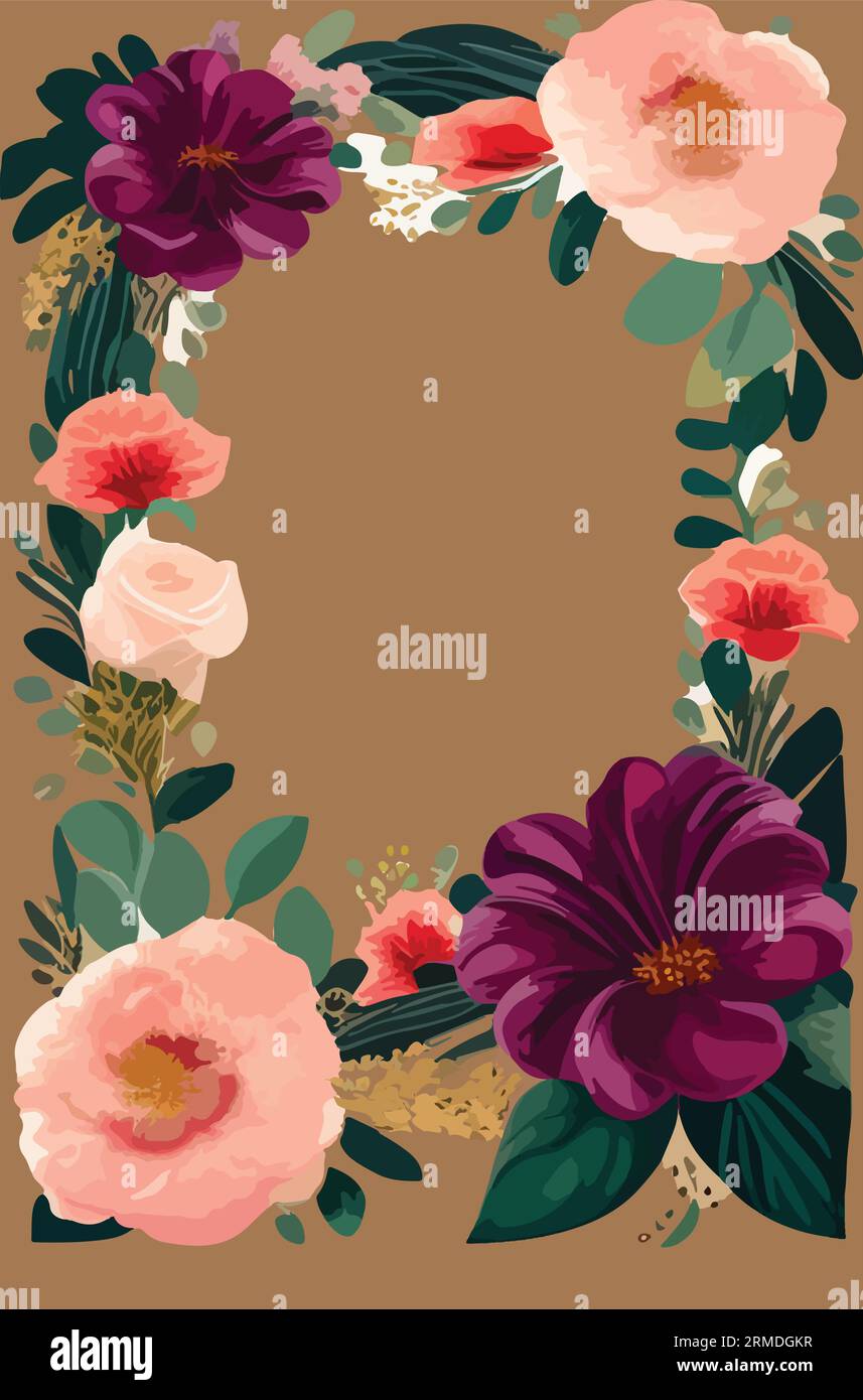 floral frame invitation card design vector Stock Vector