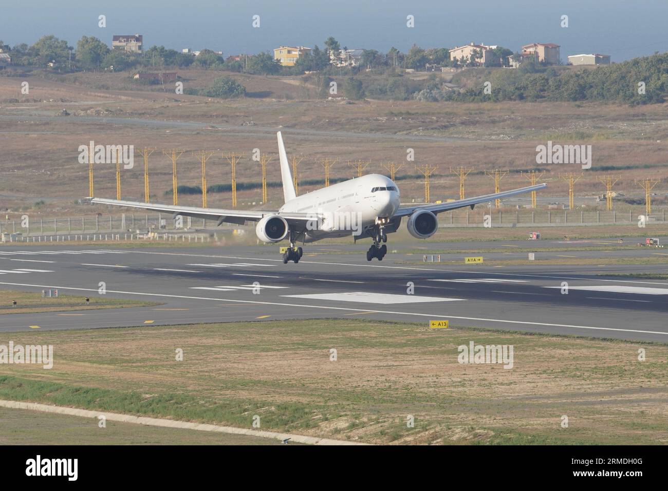 ISTANBUL, TURKIYE - SEPTEMBER 17, 2022: Alexandria Airlines Boeing 777-31H (29067) landing to Istanbul International Airport Stock Photo
