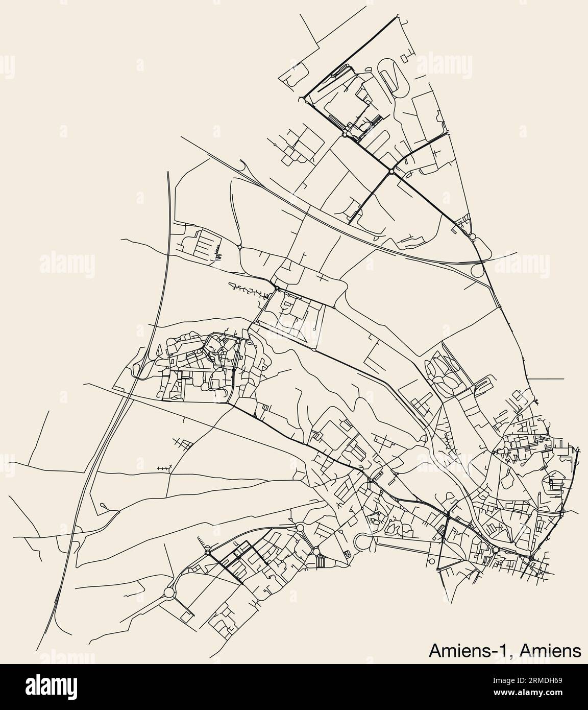 Street roads map of the AMIENS1 CANTON, AMIENS Stock Vector Image