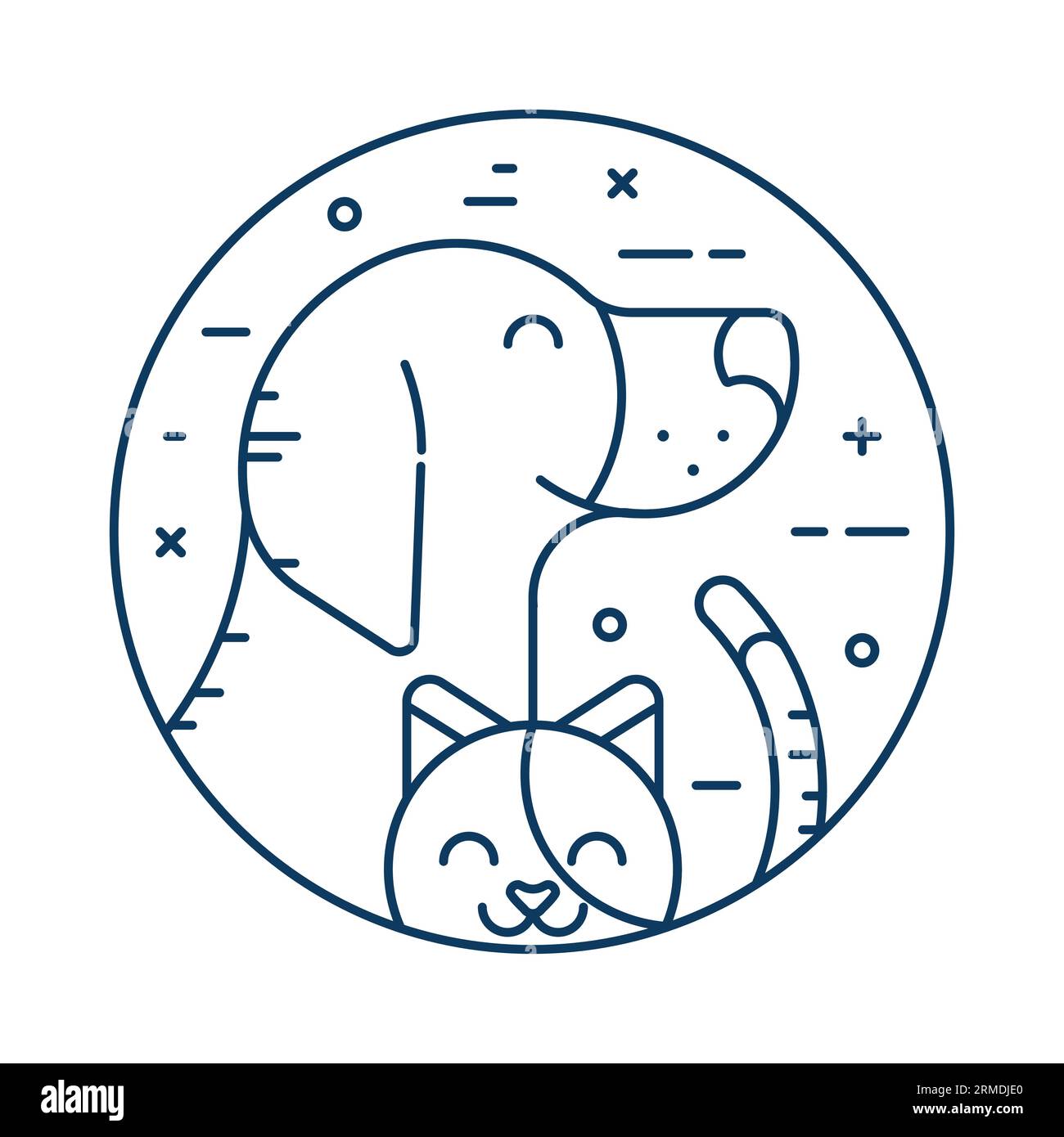 Pet Vet Animal Clinic Circle Emblem in Line Art Stock Vector Image