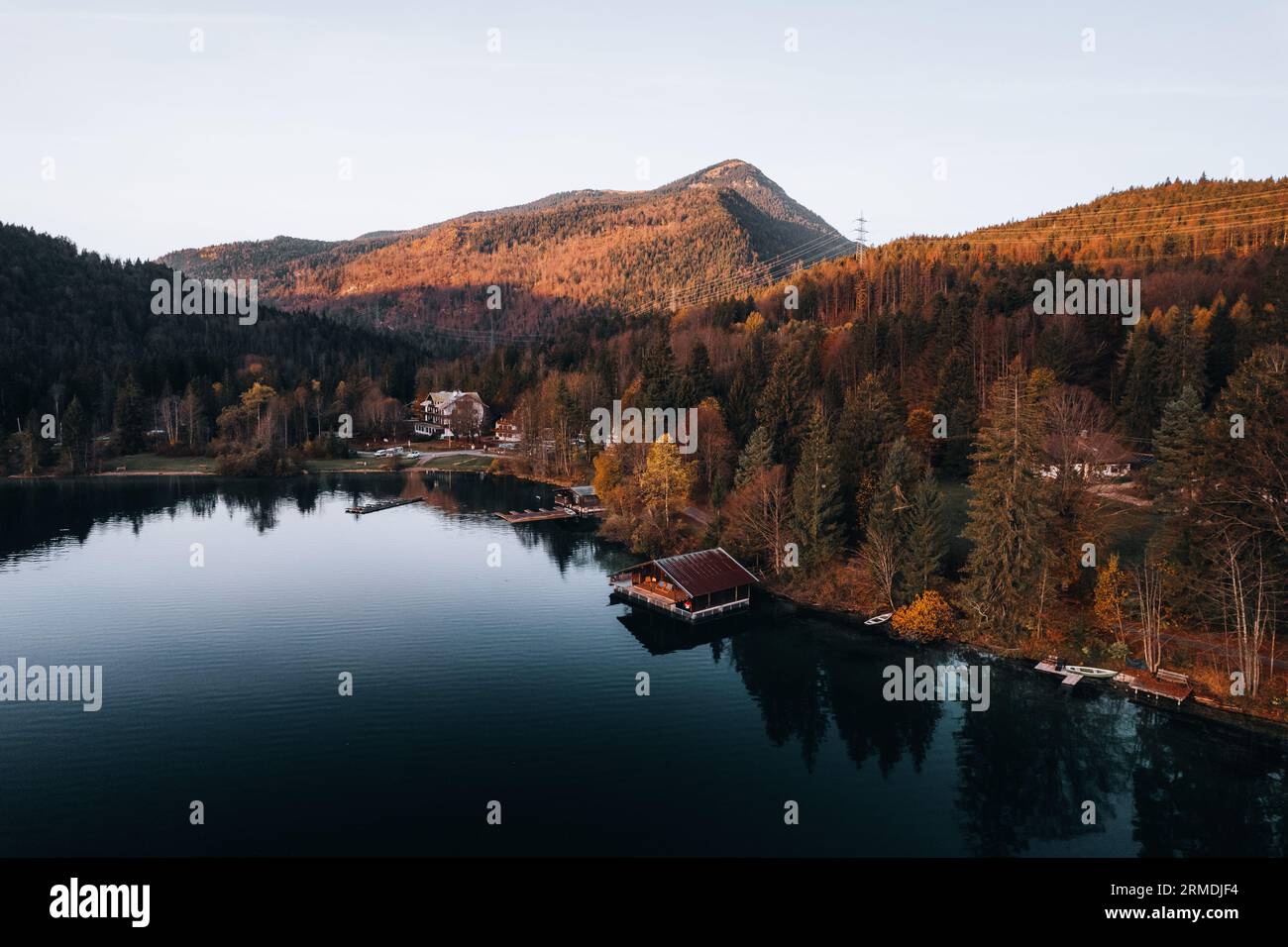 Aerial Photo of Lake Walchensee, behind Jochberg, Upper Bavaria, Germany Europe Stock Photo
