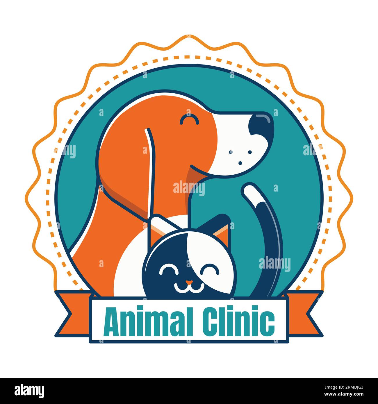Pet Vet Animal Clinic Circle Emblem in Line Art Stock Vector Image