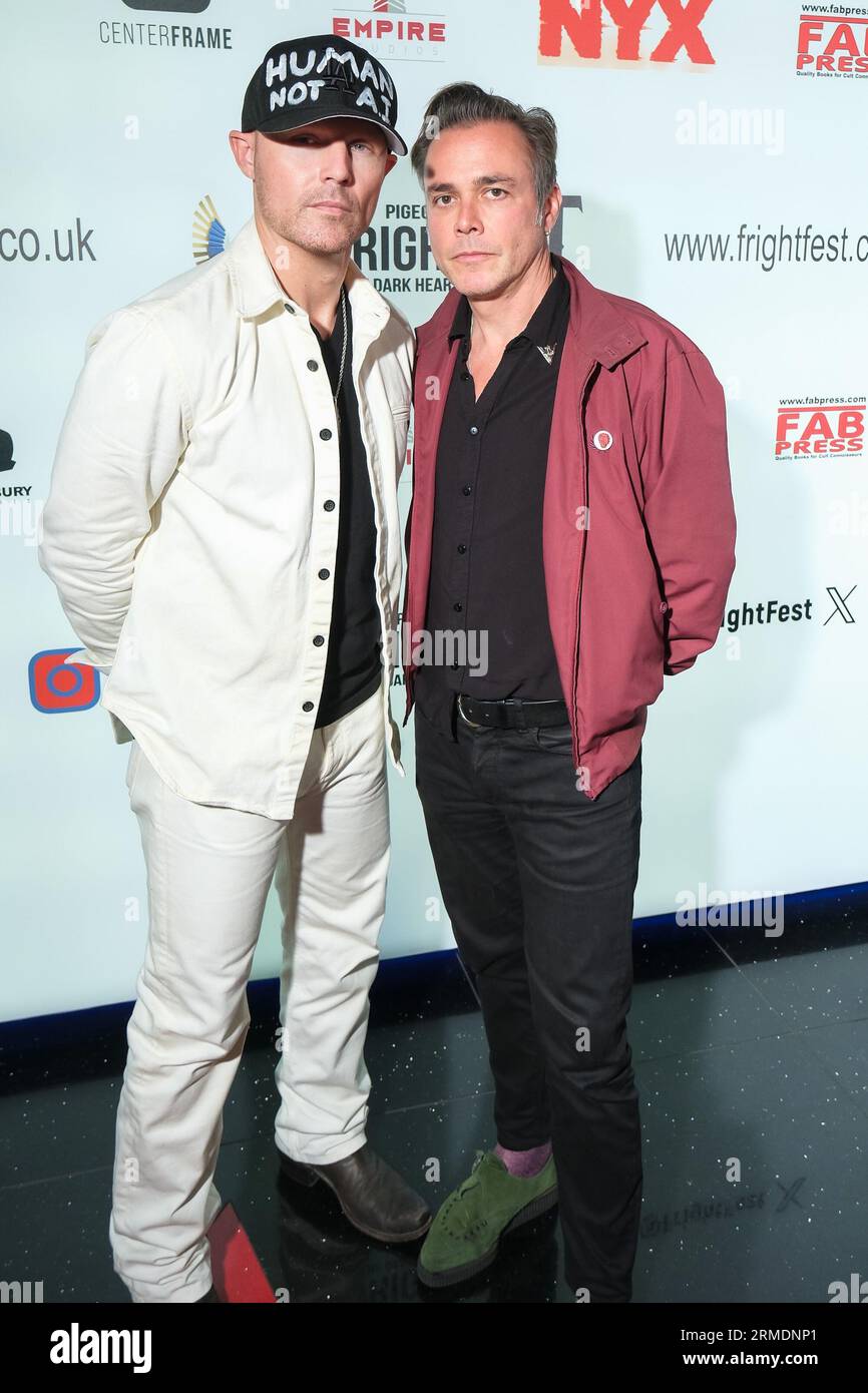 London, UK. 27th Aug, 2023. Scott Haze and Barnaby Clay photographed at the European Premiere of The Seeding held during Pigeon Shrine Frightfest 2023 at the Cineworld Leicester Square. Picture by Julie Edwards Credit: JEP Celebrity Photos/Alamy Live News Stock Photo