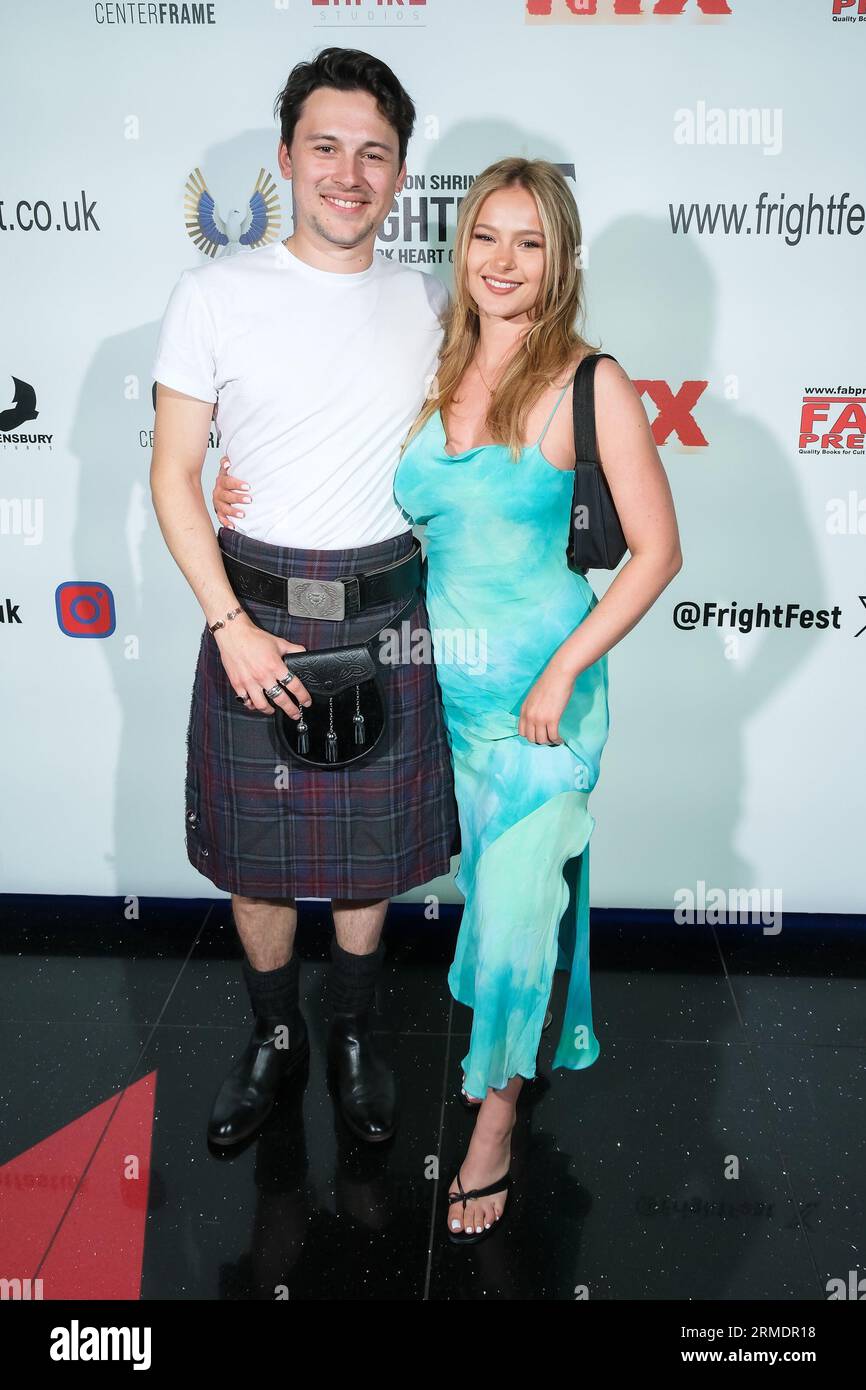 London, UK. 27th Aug, 2023. Jack Stewart and Mia Jenkins photographed at the World Premiere of Piper held during Pigeon Shrine Frightfest 2023 at the Cineworld Leicester Square. Picture by Julie Edwards Credit: JEP Celebrity Photos/Alamy Live News Stock Photo