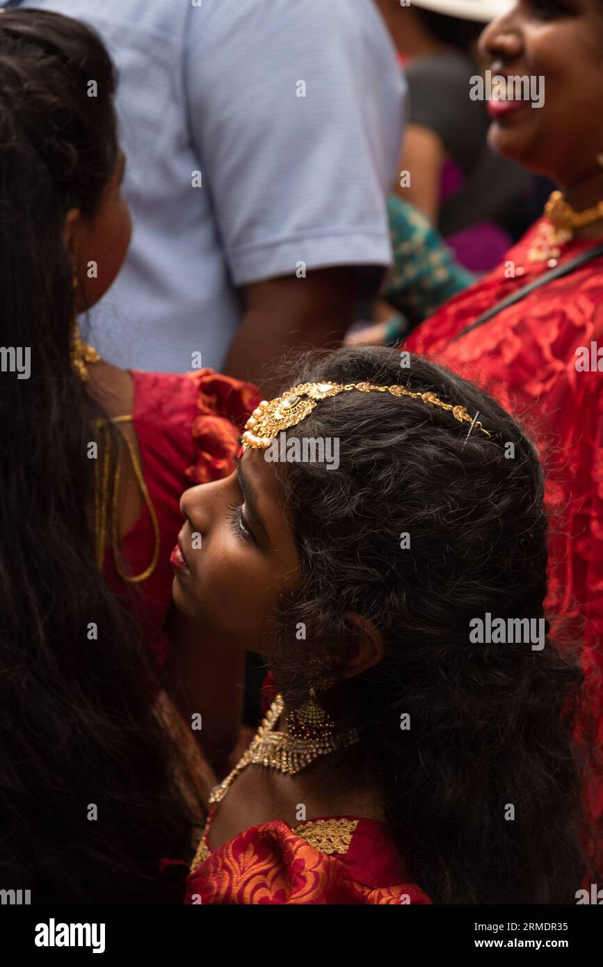 Paris, France,  27th Aug, 2023. Festival of the god Ganesh. The Hindu and Tamil community celebrates the birthday of god-elephant Ganesh, Ganesh Chaturthi, in Paris, France, on August 27, 2023. Credit: Elena Dijour/Alamy Live News. Stock Photo