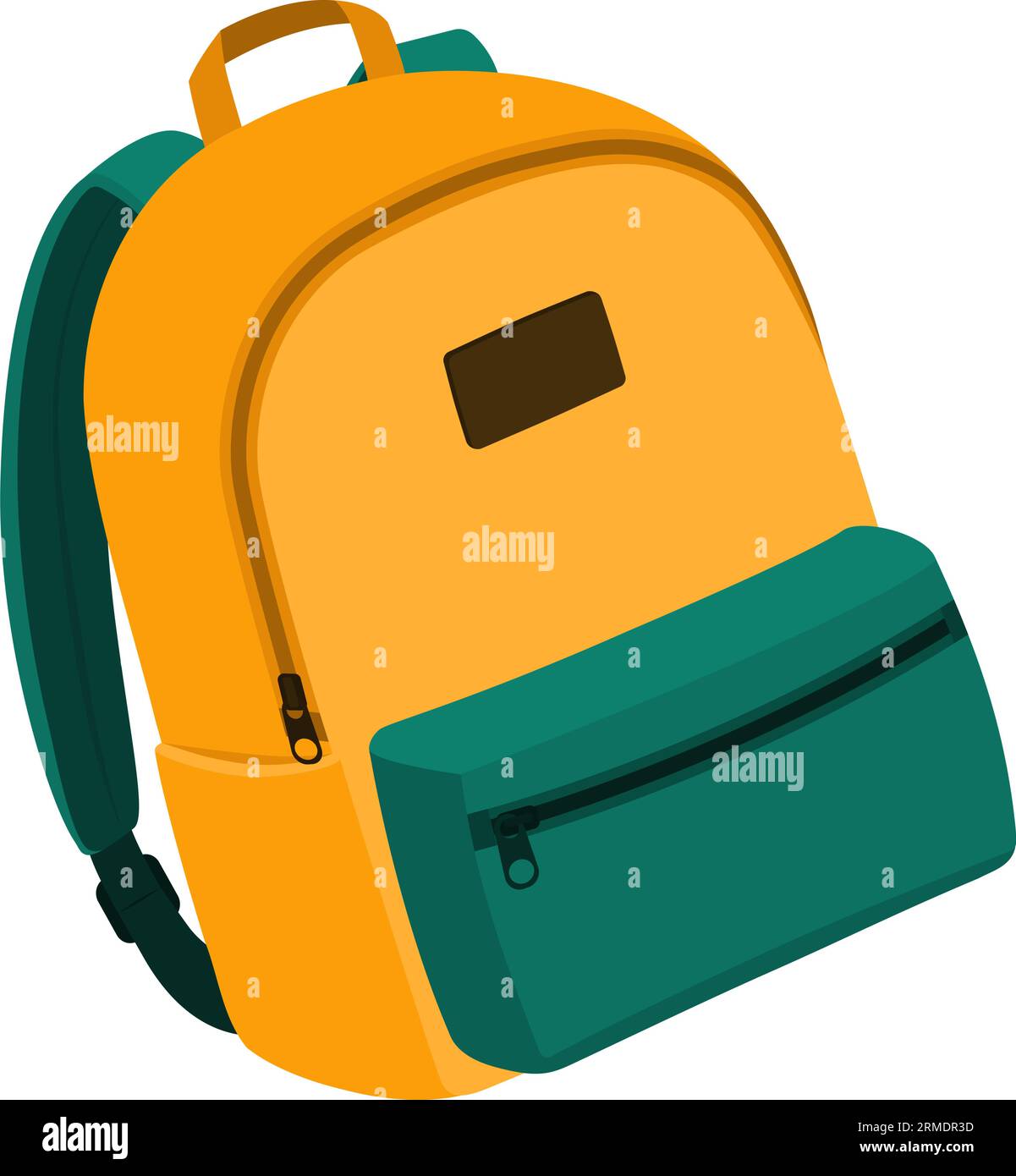 Cute yellow backpack for school isolated icon, learning and travel concept Stock Vector