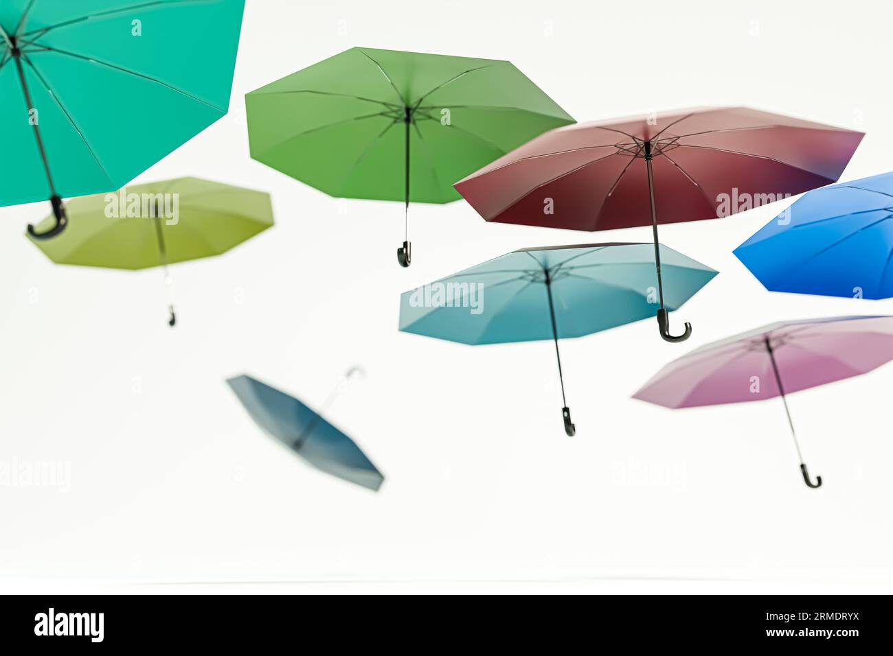 umbrellas isolated on white background 3d illustration Stock Photo - Alamy