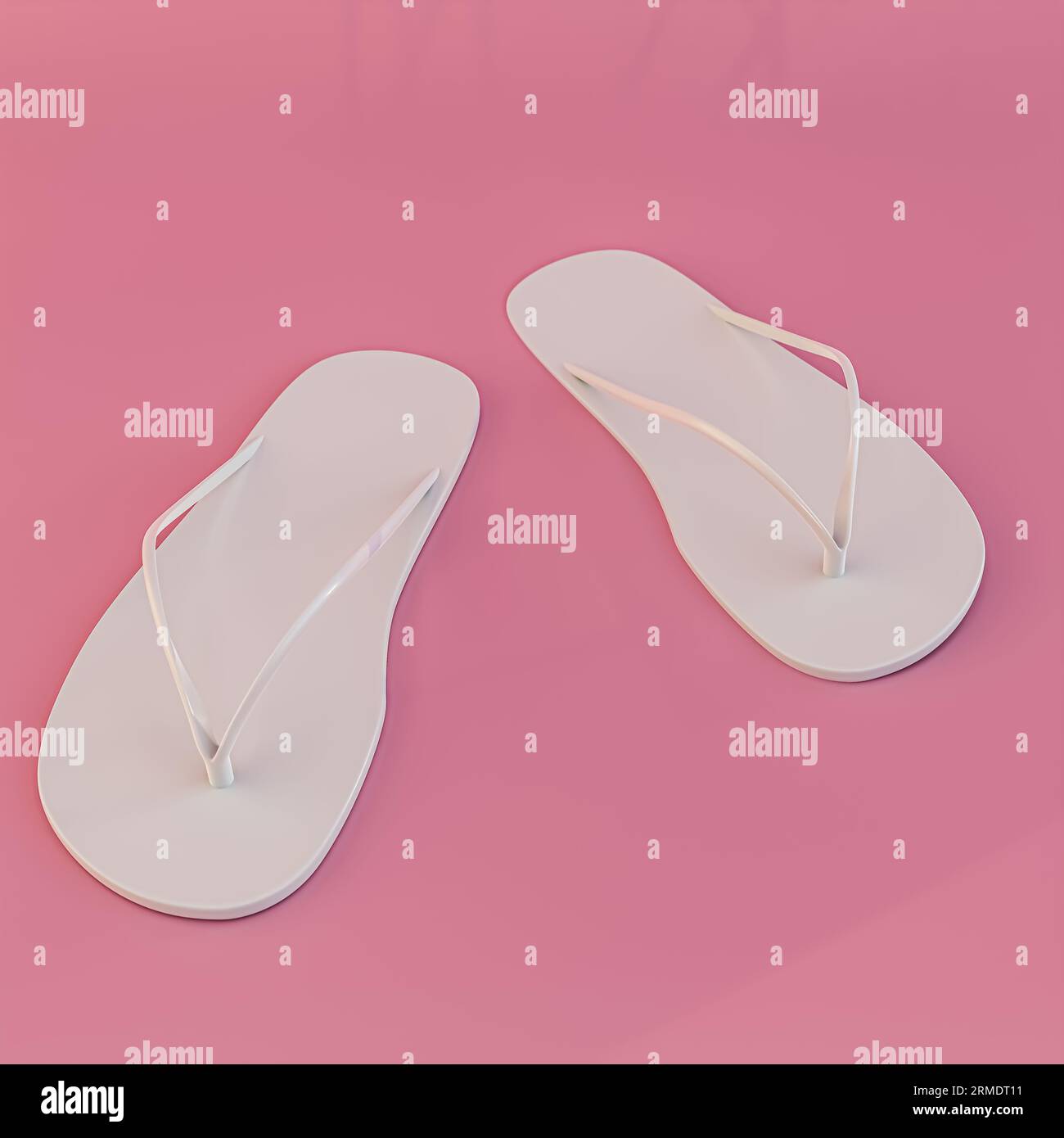 white flip flops isolated on pink background 3d illustration Stock ...