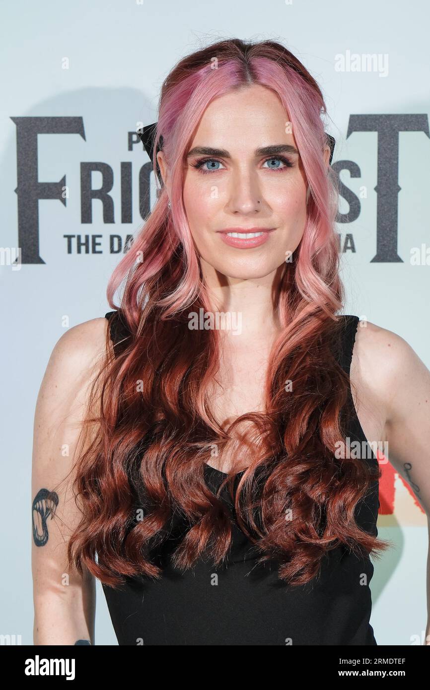 London, UK. 27th Aug, 2023. Sophie Cooper photographed at the World Premiere of The Blue Rose held during Pigeon Shrine Frightfest 2023 at the Cineworld Leicester Square. Picture by Julie Edwards Credit: JEP Celebrity Photos/Alamy Live News Stock Photo