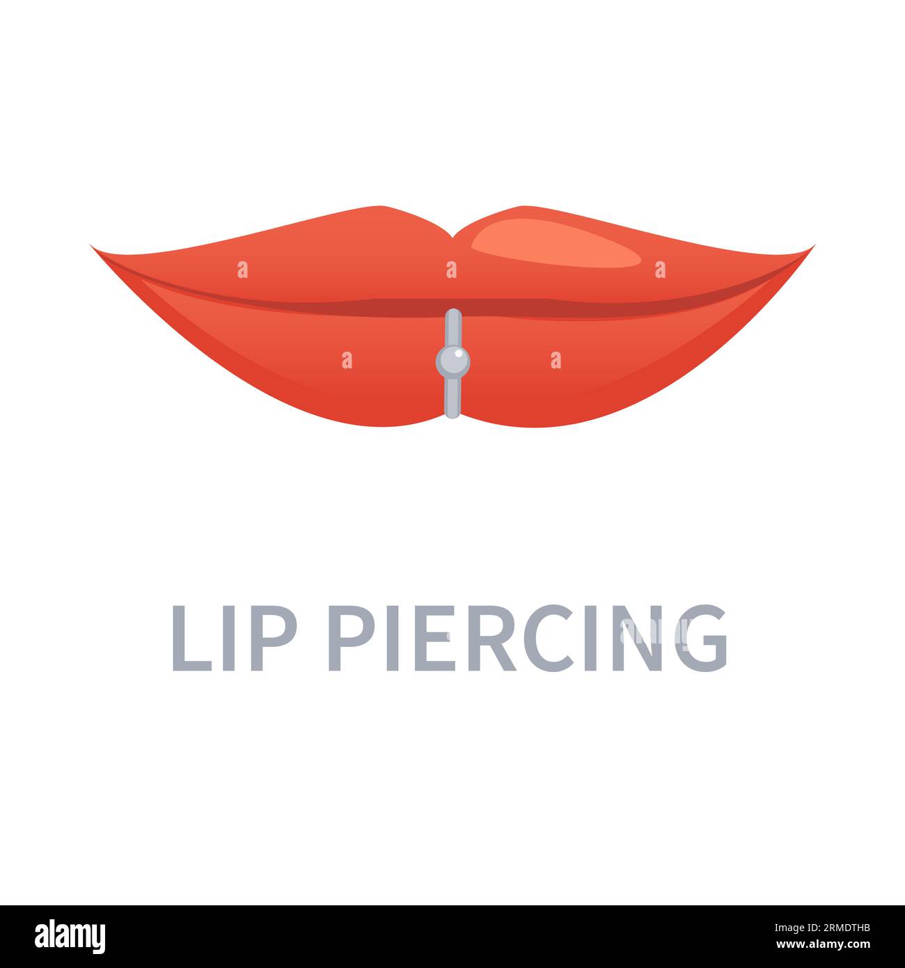 Lip piercing mouth barbell ring jewelry icon Stock Vector