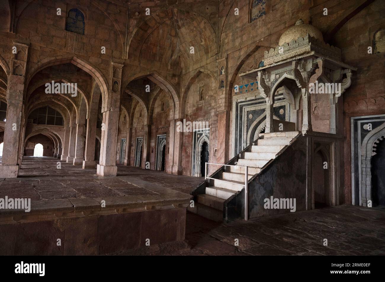 Inner view of Jama or Jami Masjid, located in Mandu, Madhya Pradesh, India Stock Photo