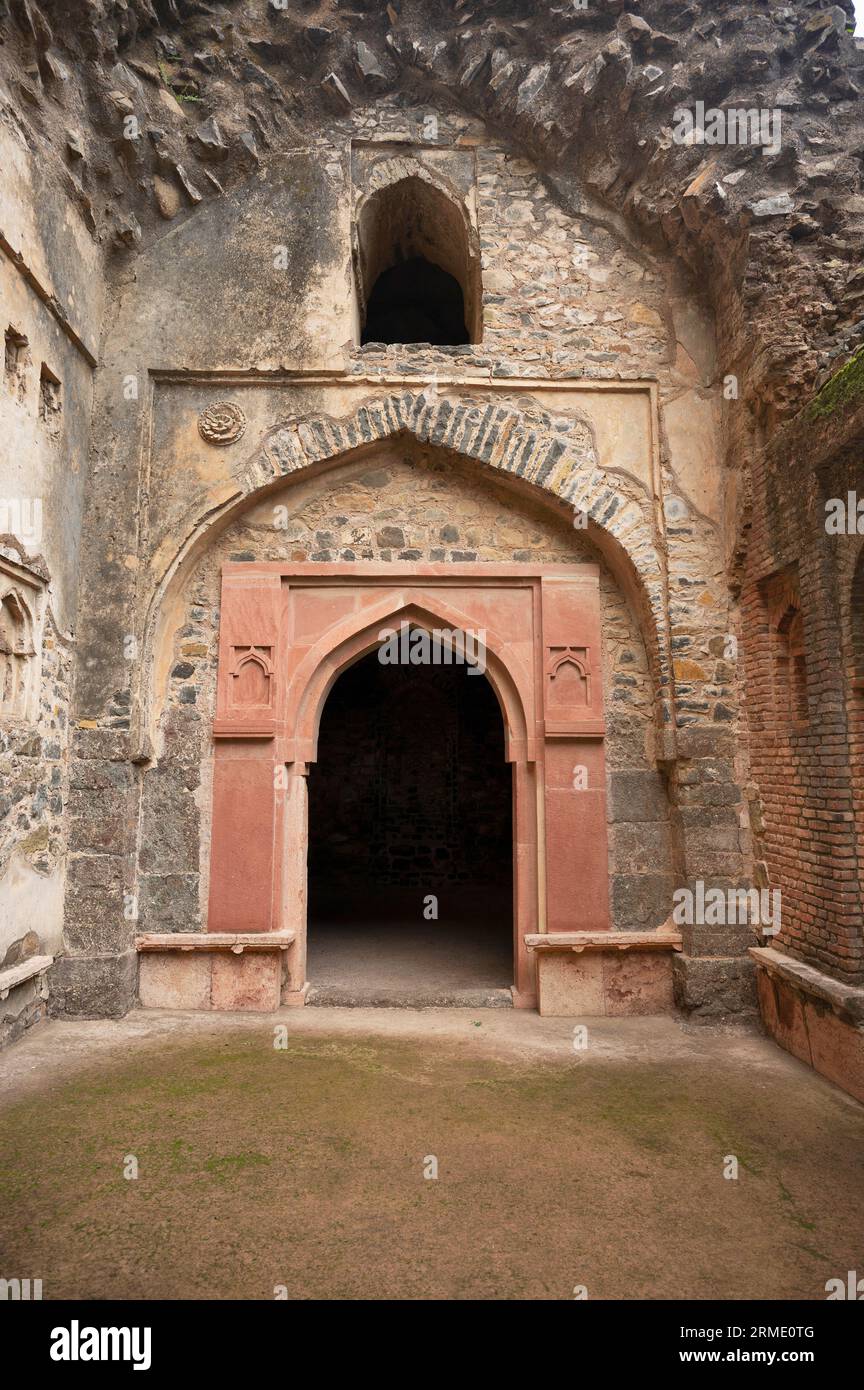 Ruins of Gada Shah's Shop, located in Mandu, Madhya Pradesh, India Stock Photo