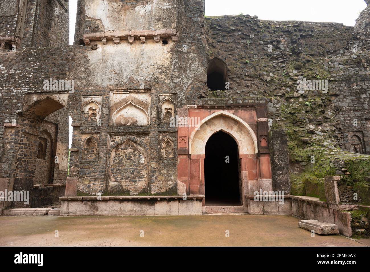 Ruins of Gada Shah's Shop, located in Mandu, Madhya Pradesh, India Stock Photo