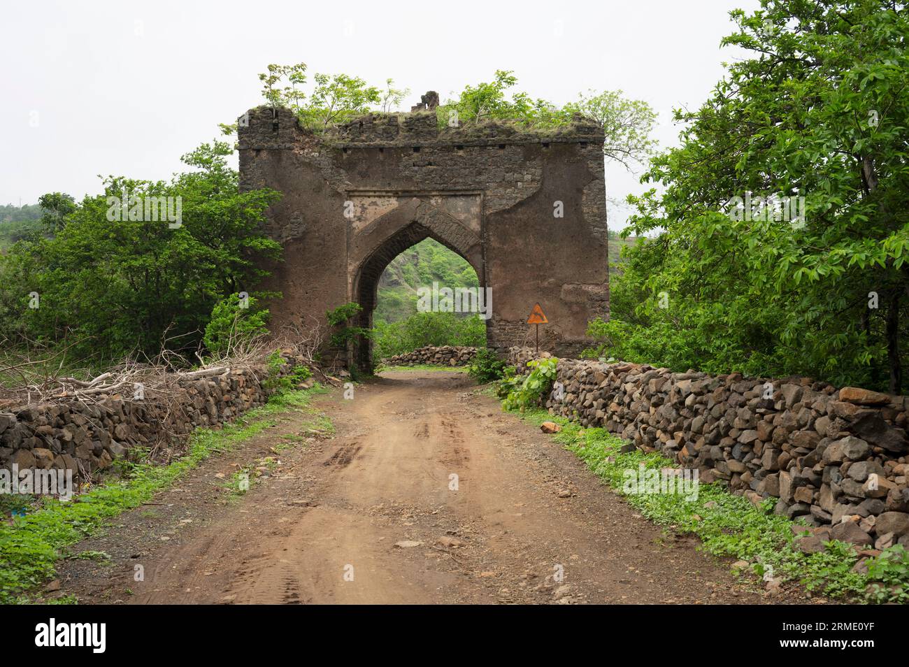 Ruins of an old darwaja, near Bhangi Darwaja, located in Mandu, Madhya Pradesh, India Stock Photo