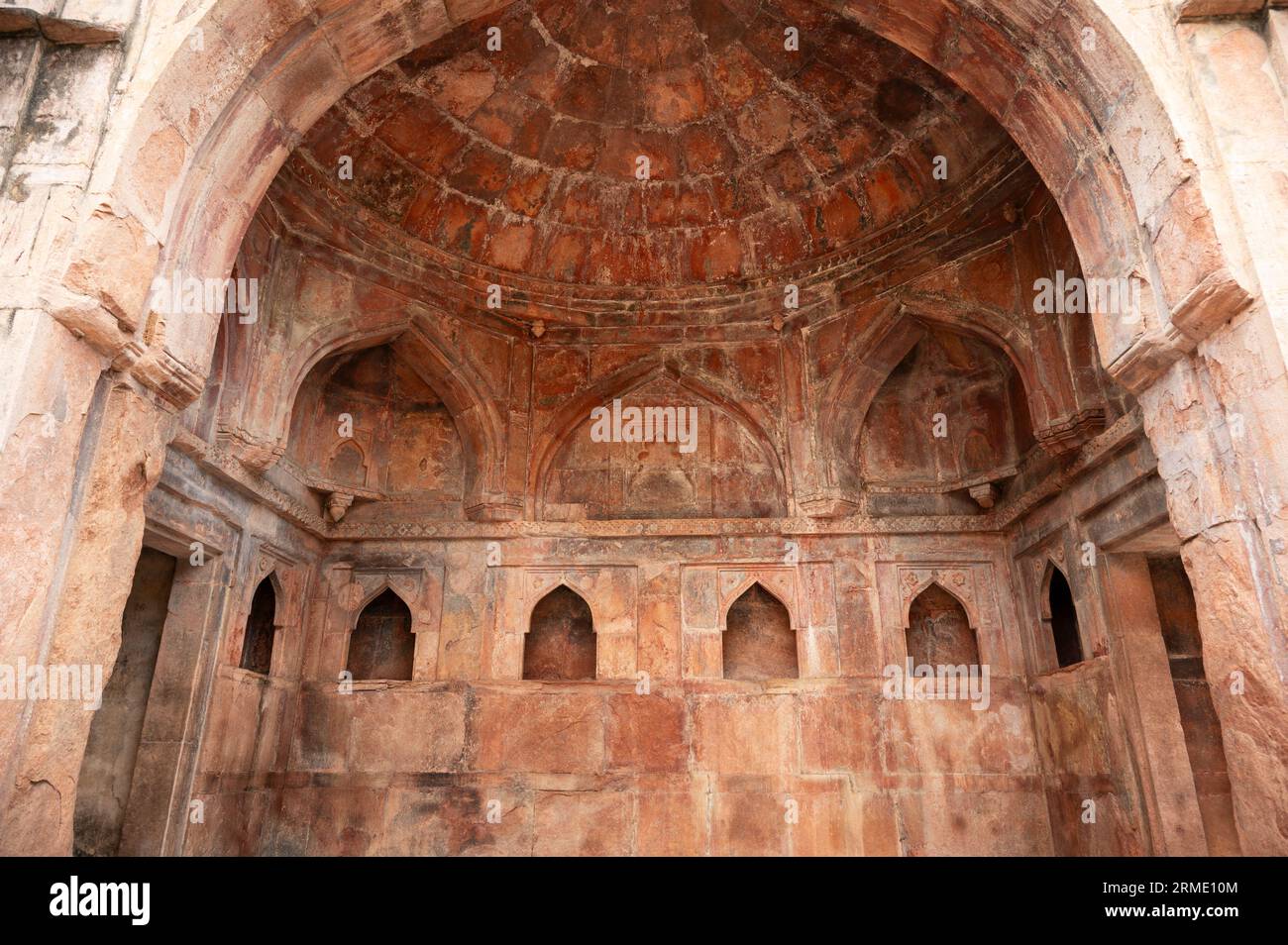 Gumbaj or dome of Nilkanth Mahadev Mandir, located in Mandu, Madhya Pradesh, India Stock Photo