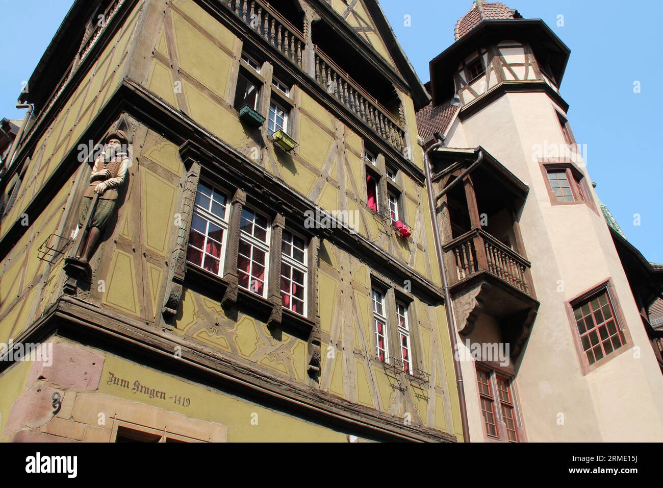 medieval half-timbered house in colmar in alsace (france) Stock Photo