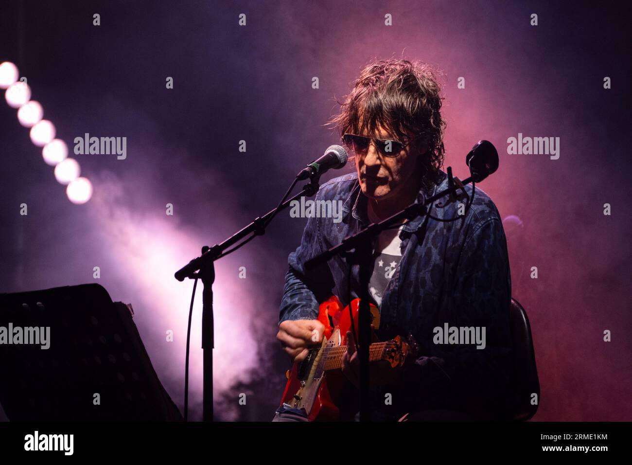 Jason Pierce (J Spaceman) of space rock band Spiritualized playing at Green Man Festival in Wales, UK, August 2023. Photo: Rob Watkins Stock Photo