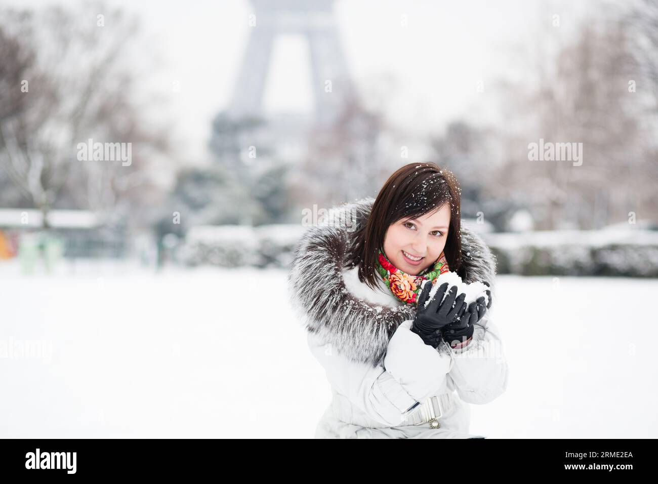 French girl on a winter day Stock Photo