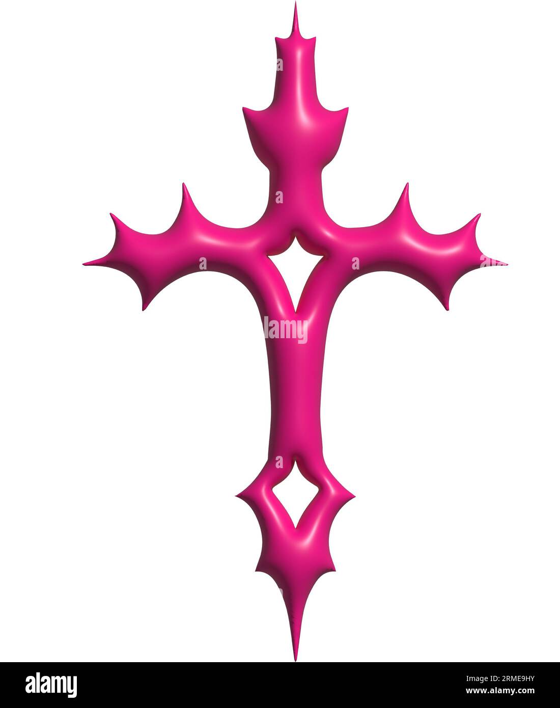 3d chrome metal pink cross of y2k icon Stock Photo - Alamy