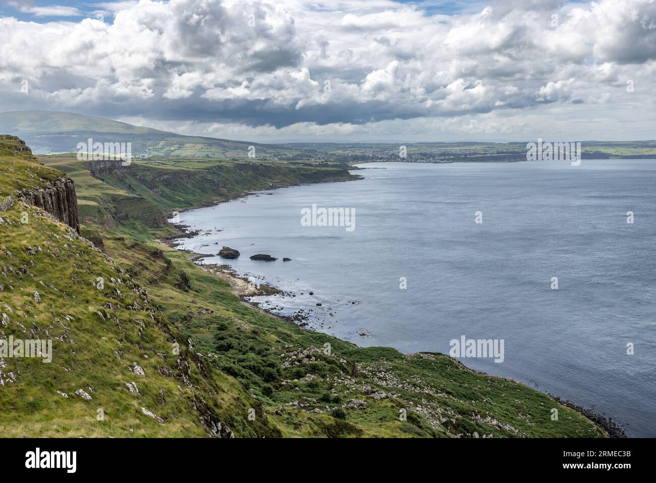 Fairhead Cliffs, looking at Ballycastle  Northern Ireland, UK Stock Photo