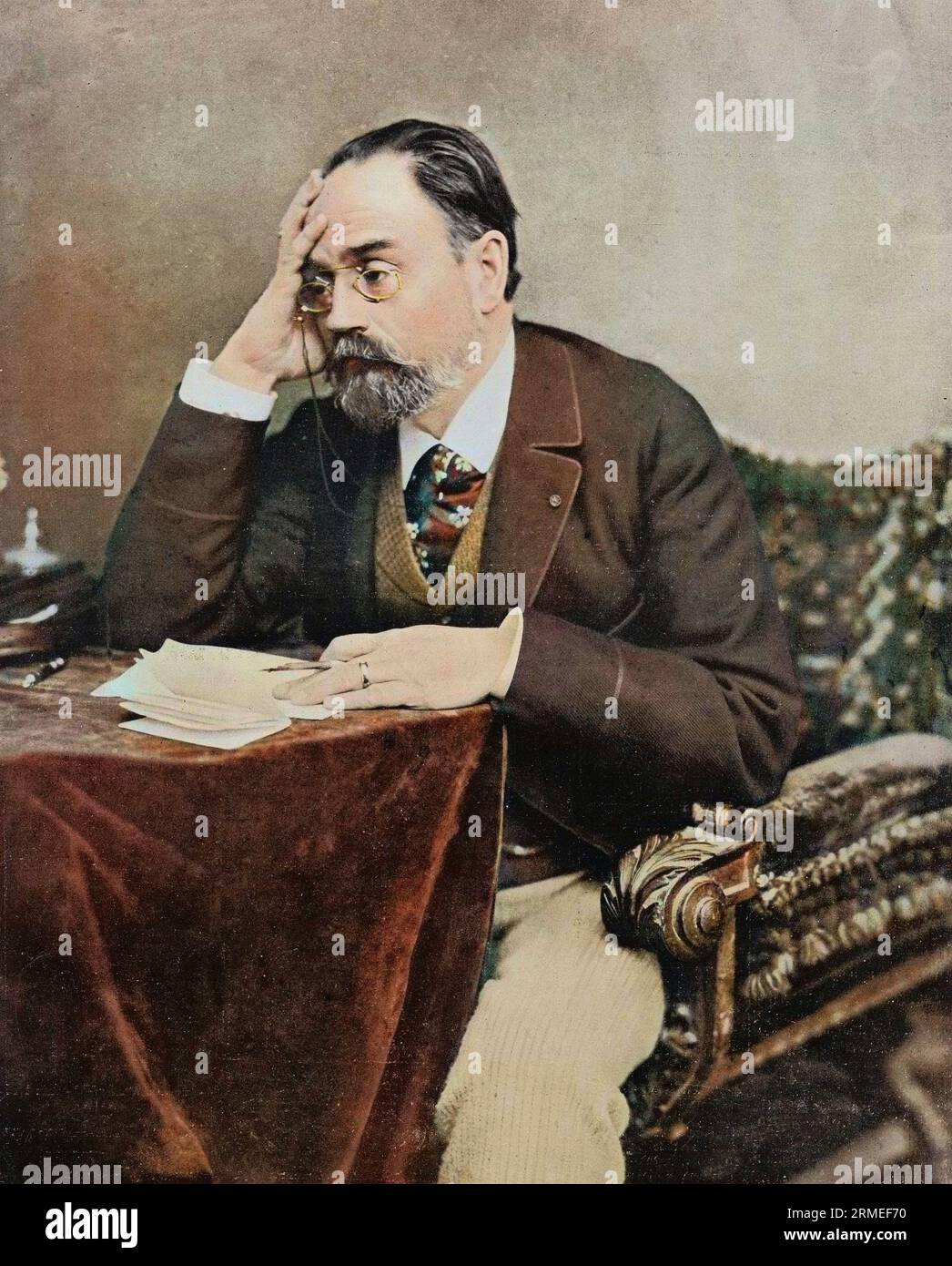 Emile Zola (1840-1902) -  French writer - photo after Henri Le Lieure Stock Photo