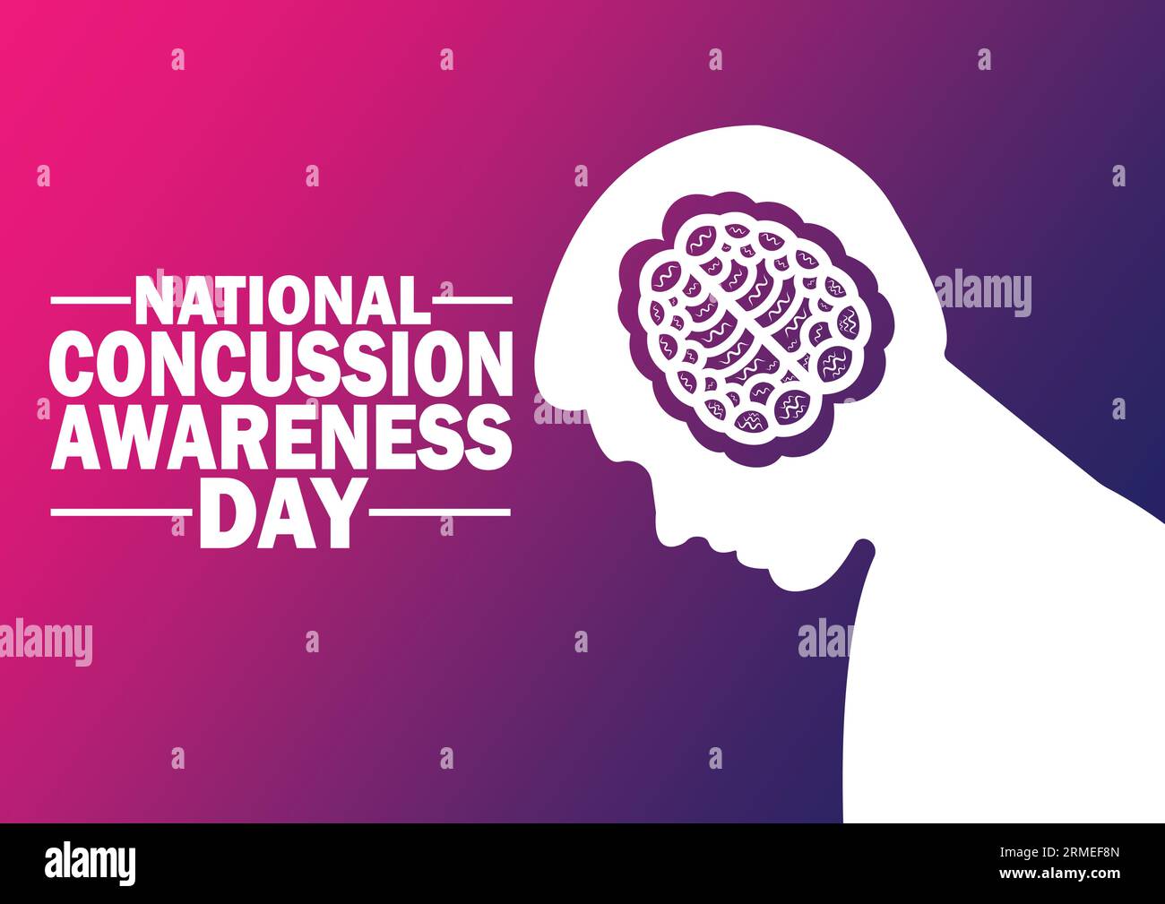 The calendar event is celebrated in September - National Concussion Awareness Day. Vector illustration. Suitable for greeting card, poster and banner Stock Vector