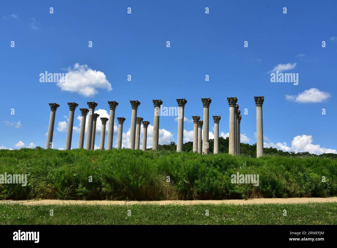 Concrete pillars at the botanical gardens in Washington DC Stock Photo