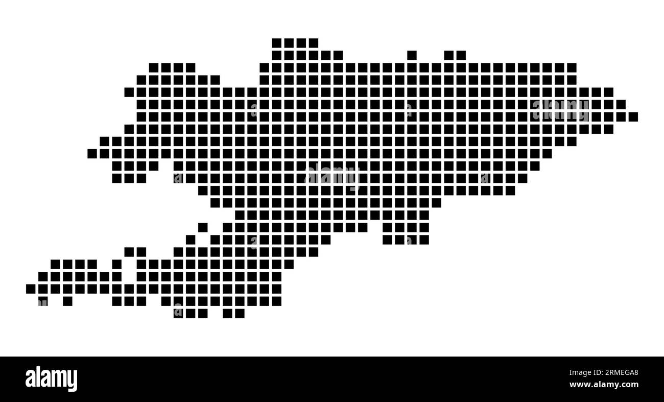 Map of Kyrgyzstan in a dotted style. Borders of the country filled with rectangles for your design. Vector illustration. Stock Vector